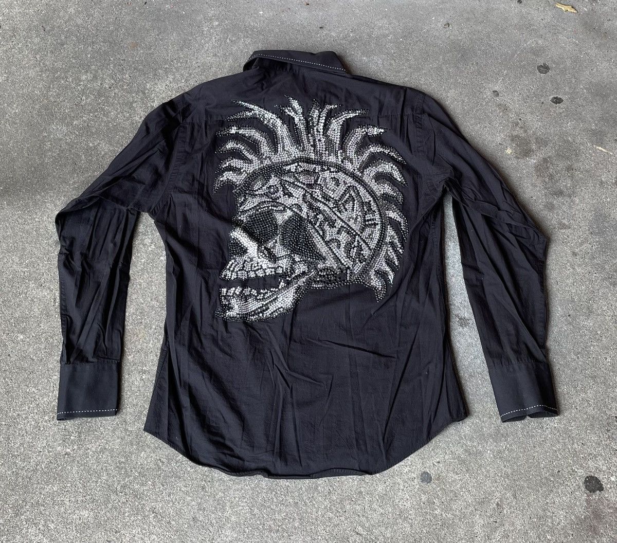 Other a Y2k Rawyalty Grunge Bedazzled Skull Western Button Shirt Size US M / EU 48-50 / 2 - 4 Thumbnail