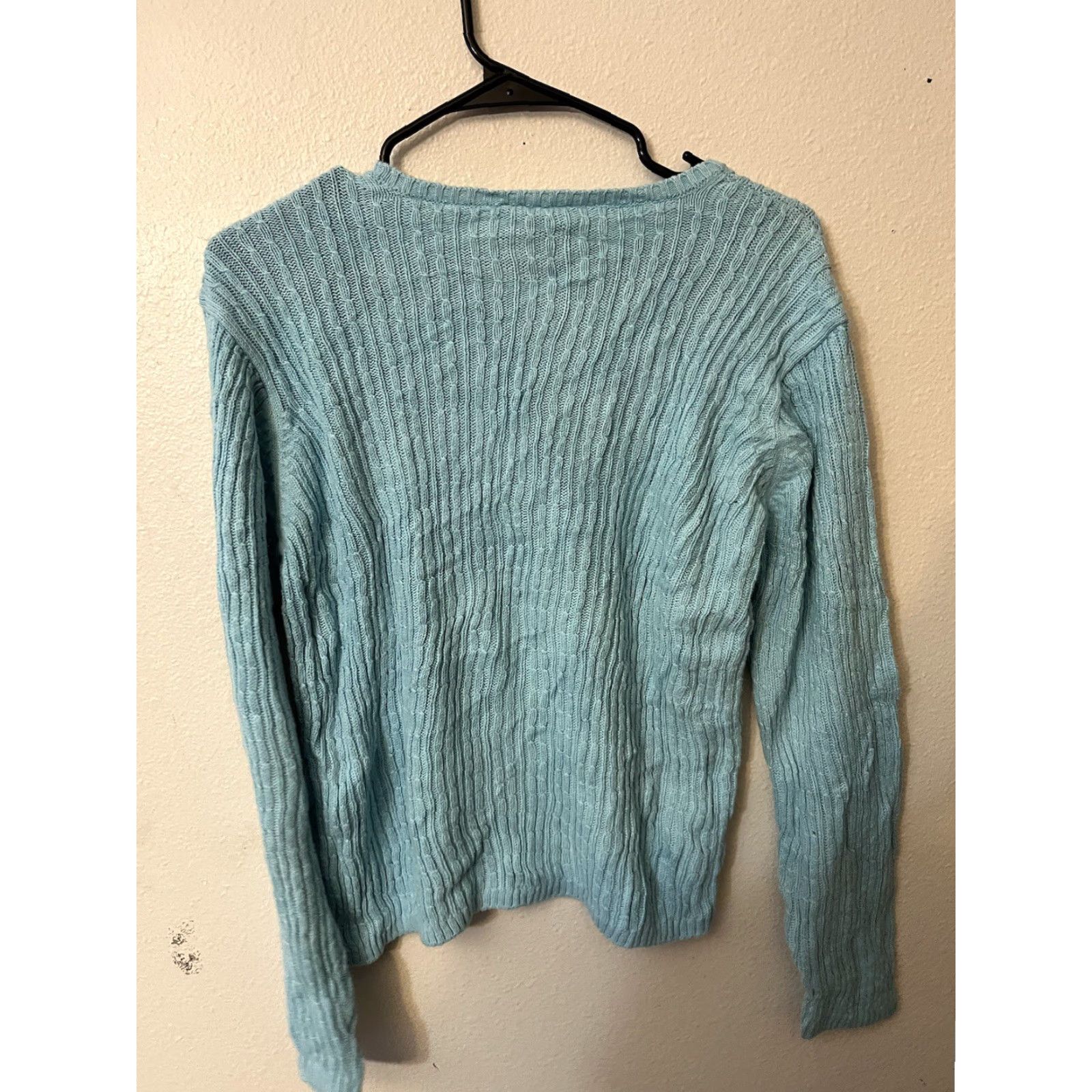 Talbots Talbots Sweater Women's Size L Blue Aqua Cable Knit Pullover Preppy Size L / US 10 / IT 46 - 3 Thumbnail