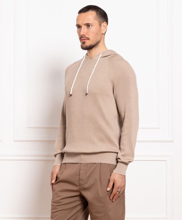 Brunello Cucinelli o1w1db10425 Cashmere Hoodie in Beige Size US S / EU 44-46 / 1 - 2 Thumbnail