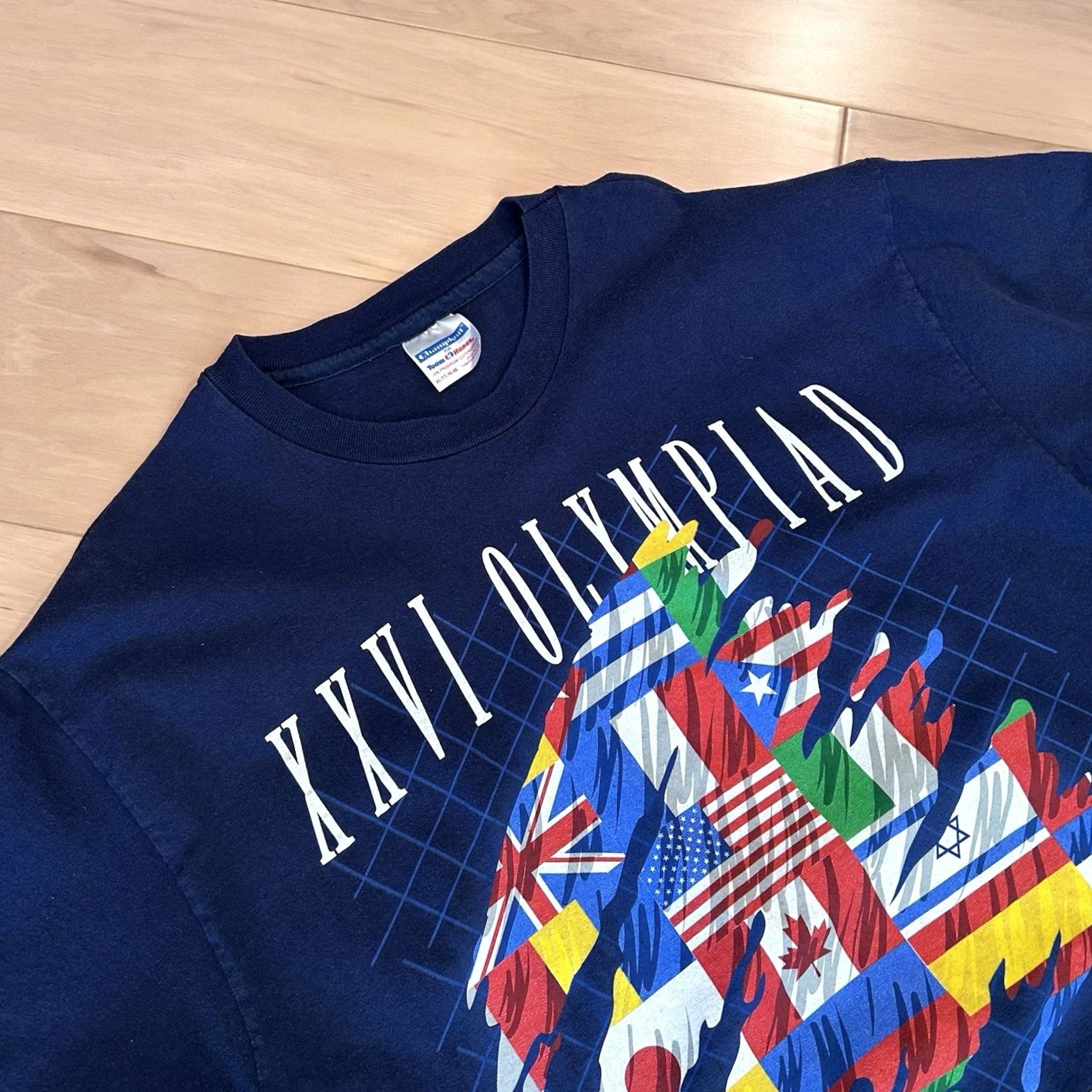 Vintage VINTAGE Champknit T-Shirt Olympic Atlanta Georgia 1996 USA 90s Graphic Print Tee Blue XL Mens Short Sleeve Cotton Crew Neck Regular Fit Size US XL / EU 56 / 4 - 3 Thumbnail