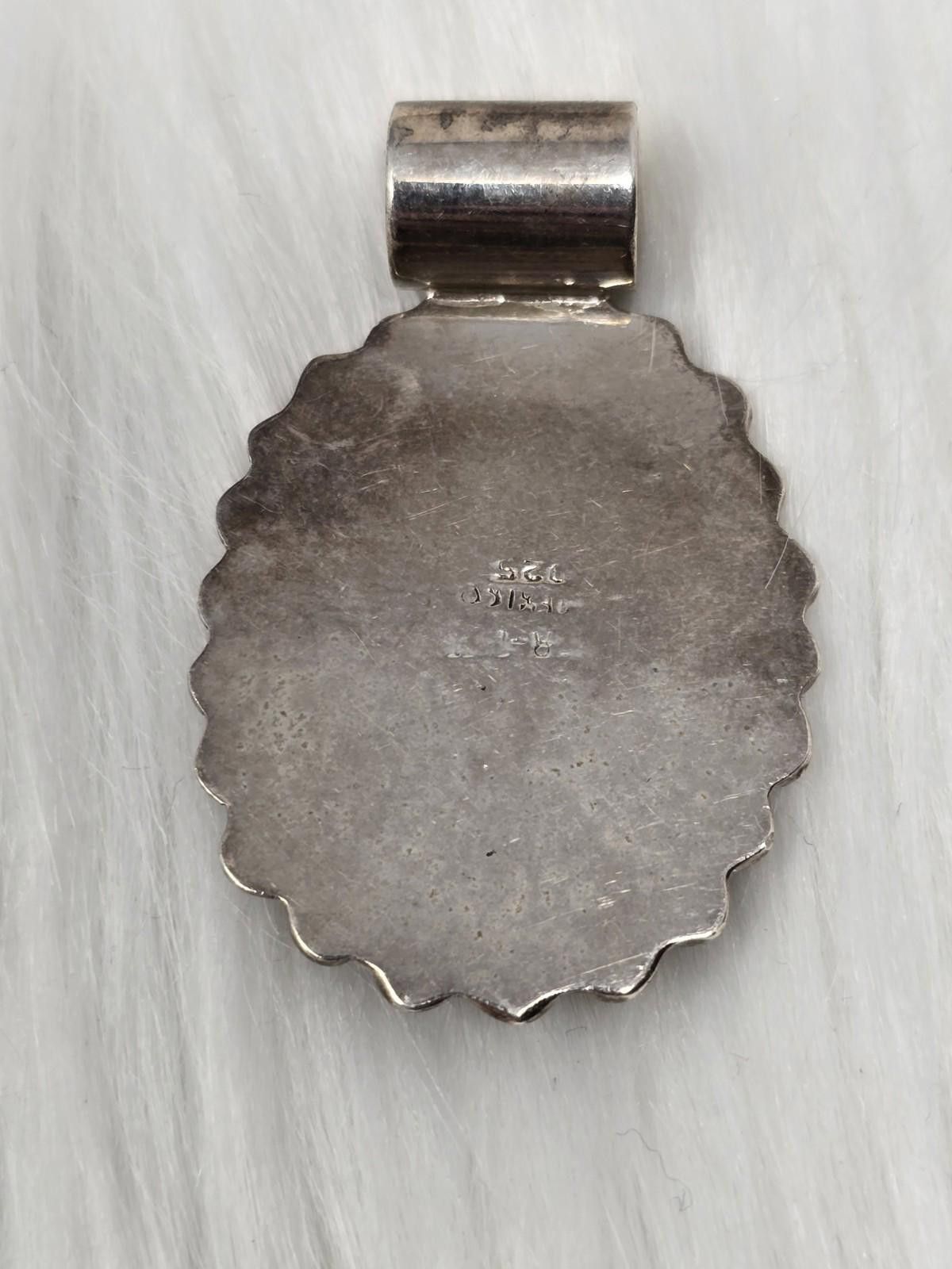 Other Vintage Taxco Sterling Silver Pendant Coral Cabochon Large Size ONE SIZE - 8 Thumbnail