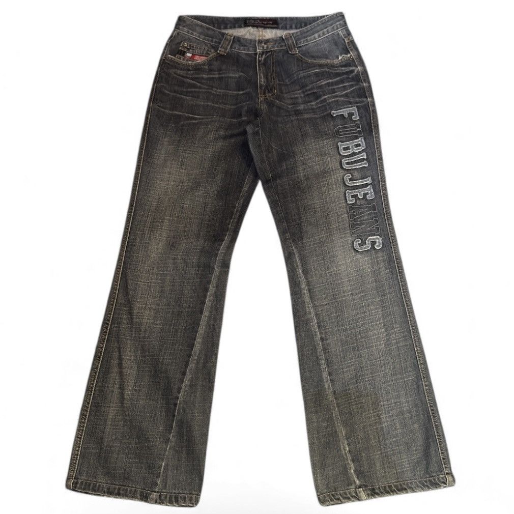 Hypebeast Special Raw Indigo Denim Baggy Flared Fubu Jeans Streetwear Size US 31 - 1 Thumbnail