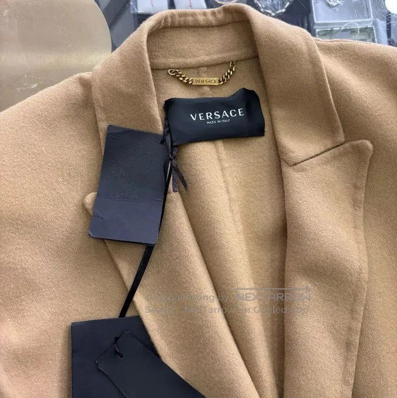 Versace Versace Winter Wool Long Coat in Khaki . Size L / US 10 / IT 46 - 4 Thumbnail