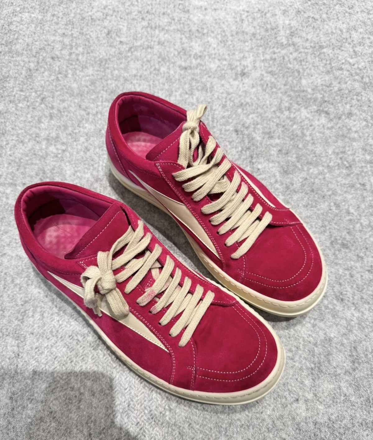 Rick Owens Rick Owens Mainline Suede"Strawberry Pink"Low-Top Sneakers Size US 8 / EU 41 - 2 Thumbnail