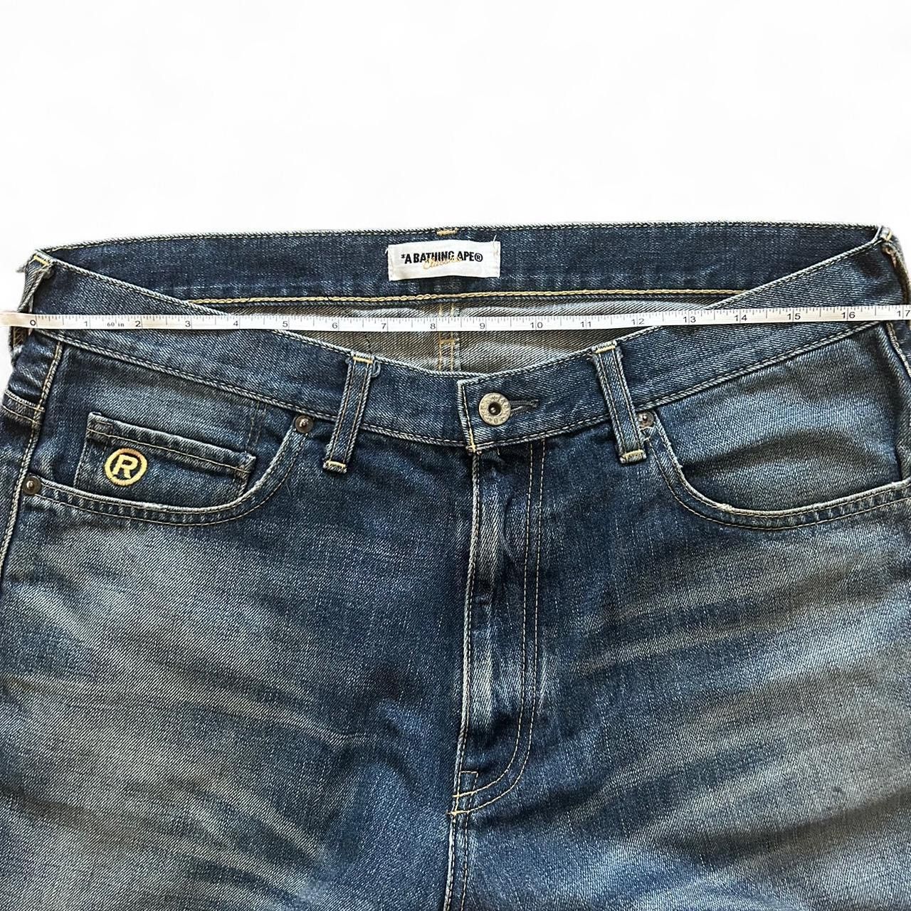 Bape × Vintage Bape Medium Wash Spellout Denim Shorts Size US 35 - 8 Thumbnail