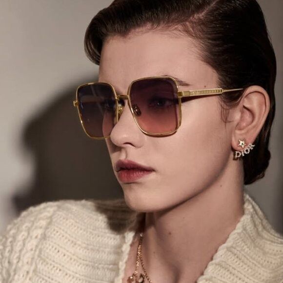 Dior Dior DIORCANNAGE S1U B0A1 Sunglasses Gold Square Frame Size ONE SIZE - 5 Thumbnail