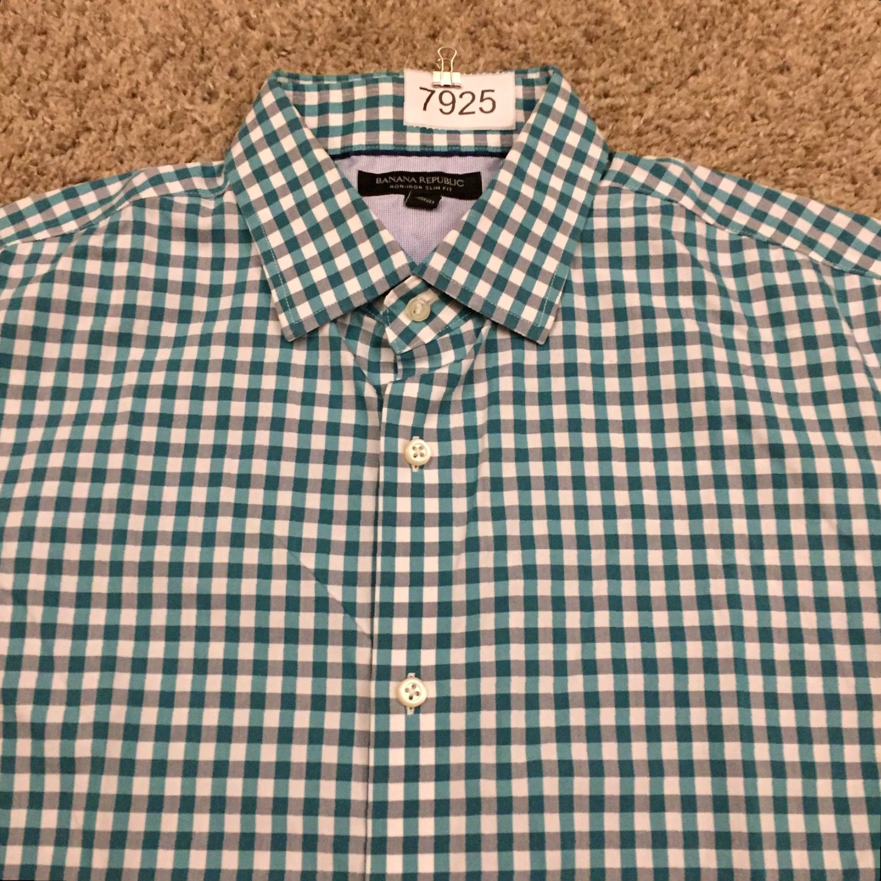 Banana Republic Banana Republic Shirt Mens Large Slim Blue Check Long Sleeve Button Up Cotton Size US L / EU 52-54 / 3 - 3 Thumbnail