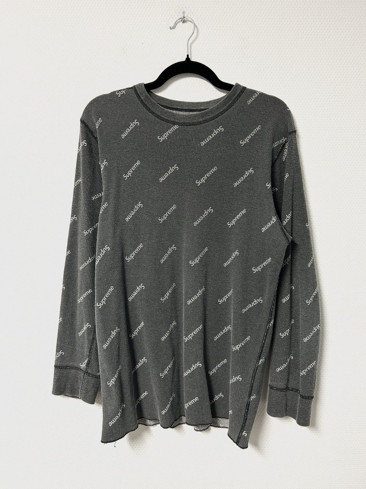 Supreme Supreme - Hanes Logo Waffle Thermal Knit Grau 🩶 Size US L / EU 52-54 / 3 - 1 Thumbnail