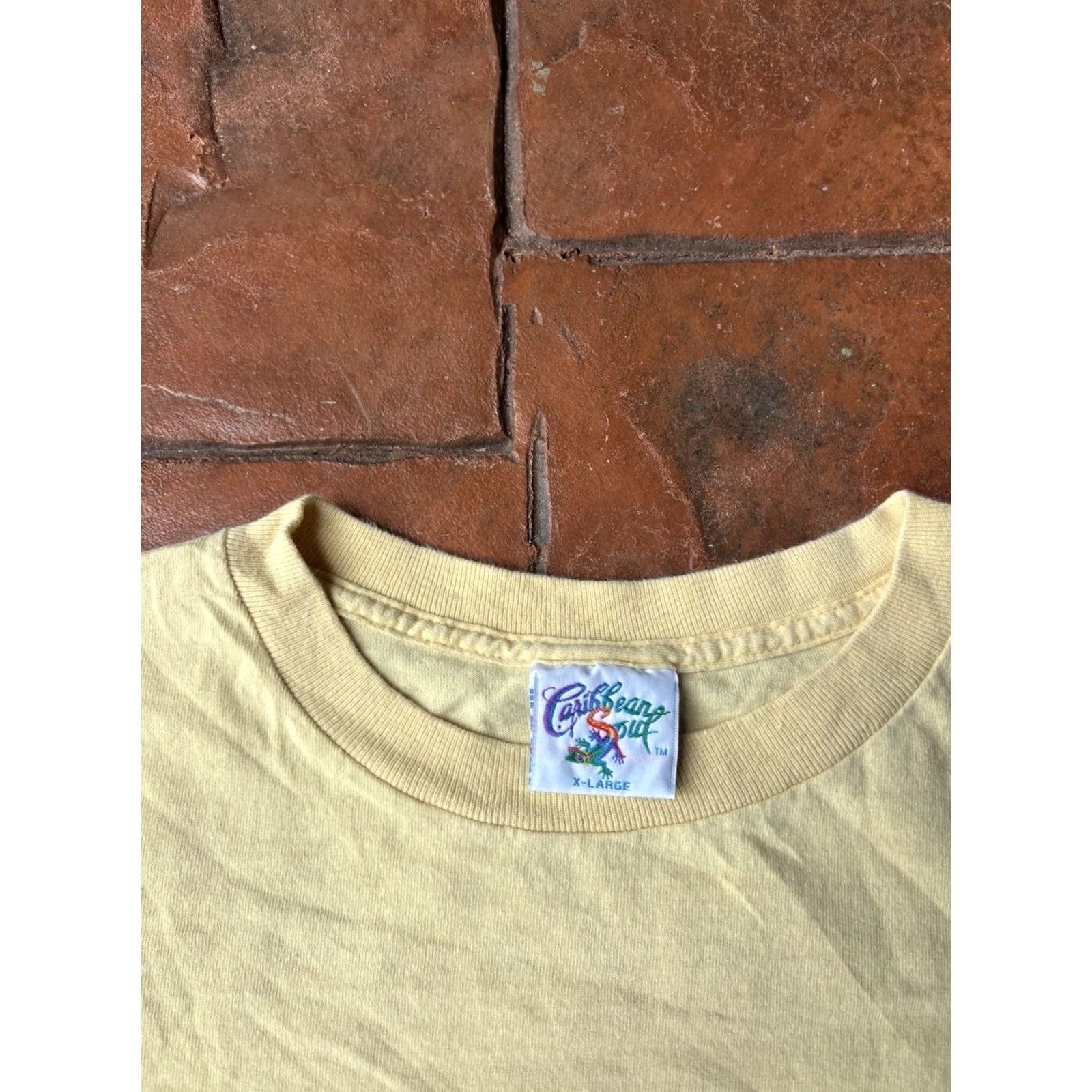 Vintage VINTAGE Caribbean Soul T-Shirt XL Yellow 90s Funny Double-Sided Happy Hour Hunter Mens Crew Neck Short Sleeve USA Size US XL / EU 56 / 4 - 3 Thumbnail