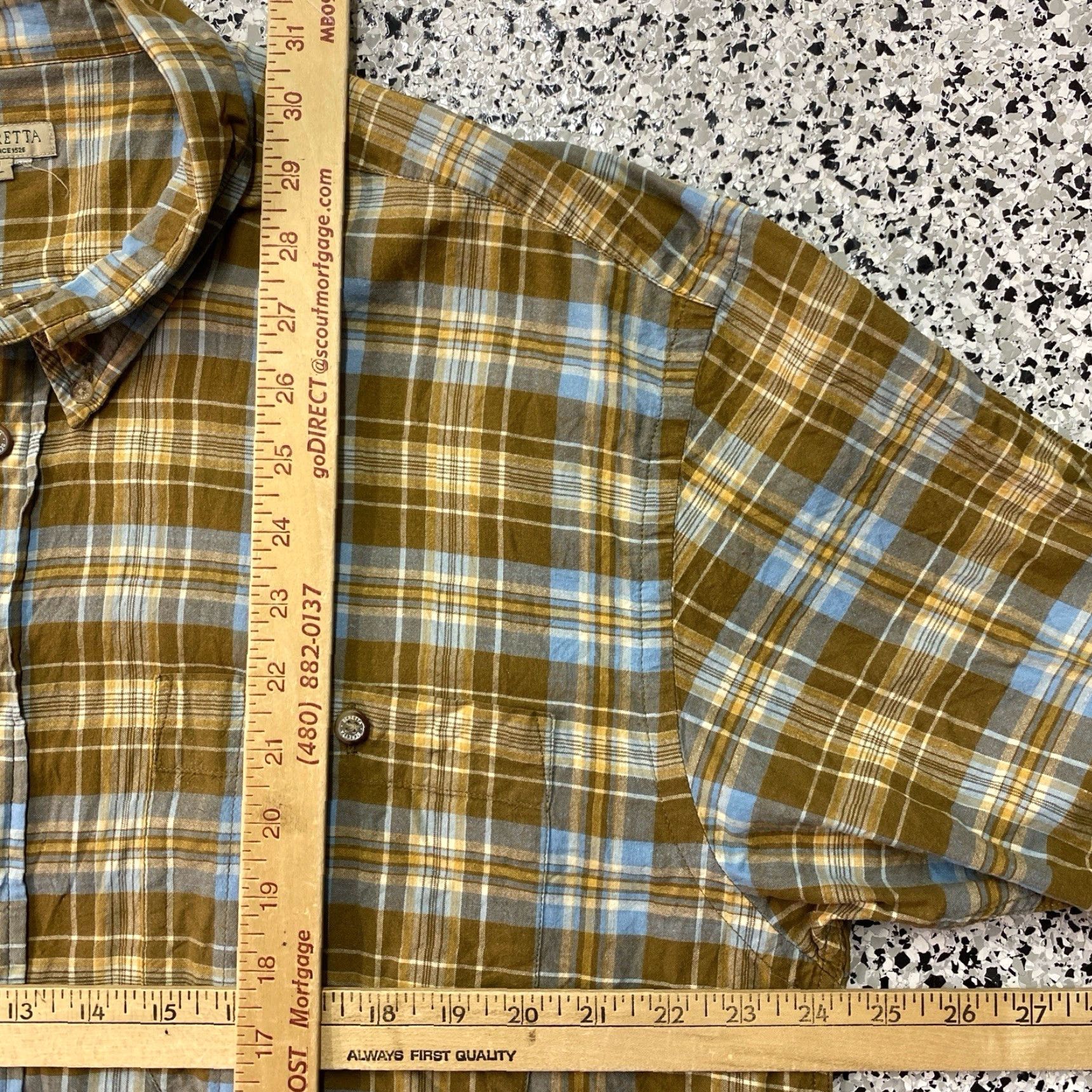 Vintage Beretta Shirt Button-Up Plaid Short Sleeve XL Men Green Outdoor Casual Workwear Button-Down Collared Size US XL / EU 56 / 4 - 3 Thumbnail
