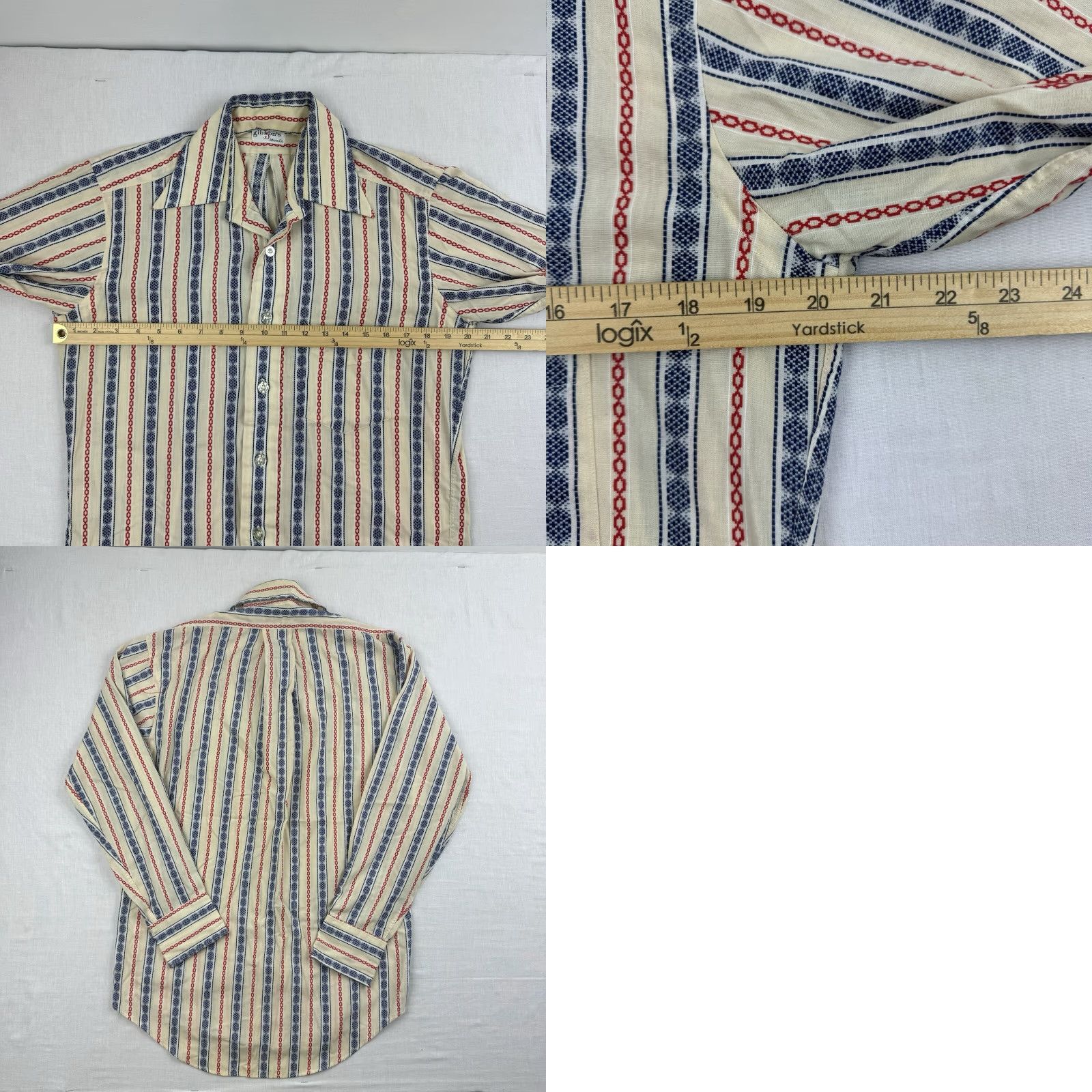 Vintage VINTAGE Gibson Button-Up Shirt Adult Large Ivory Striped 1960s 70s Mens Size US L / EU 52-54 / 3 - 8 Thumbnail