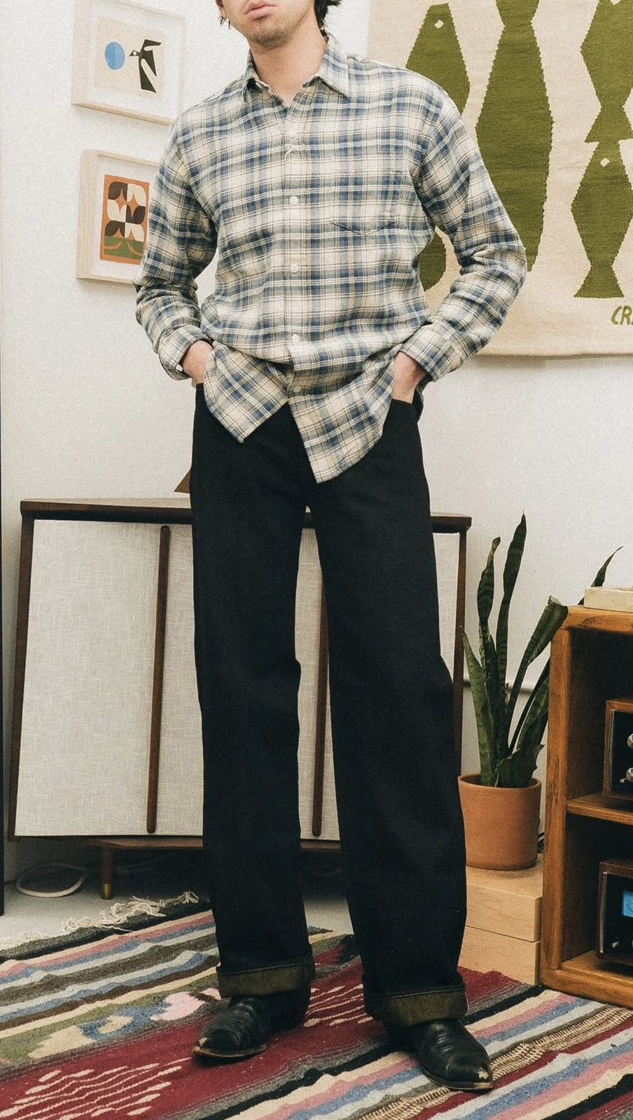 Oni ONI Denim 222-BKOL 12.5oz Black/Olive Wide Straight Jean W32 Size US 32 / EU 48 - 1 Thumbnail