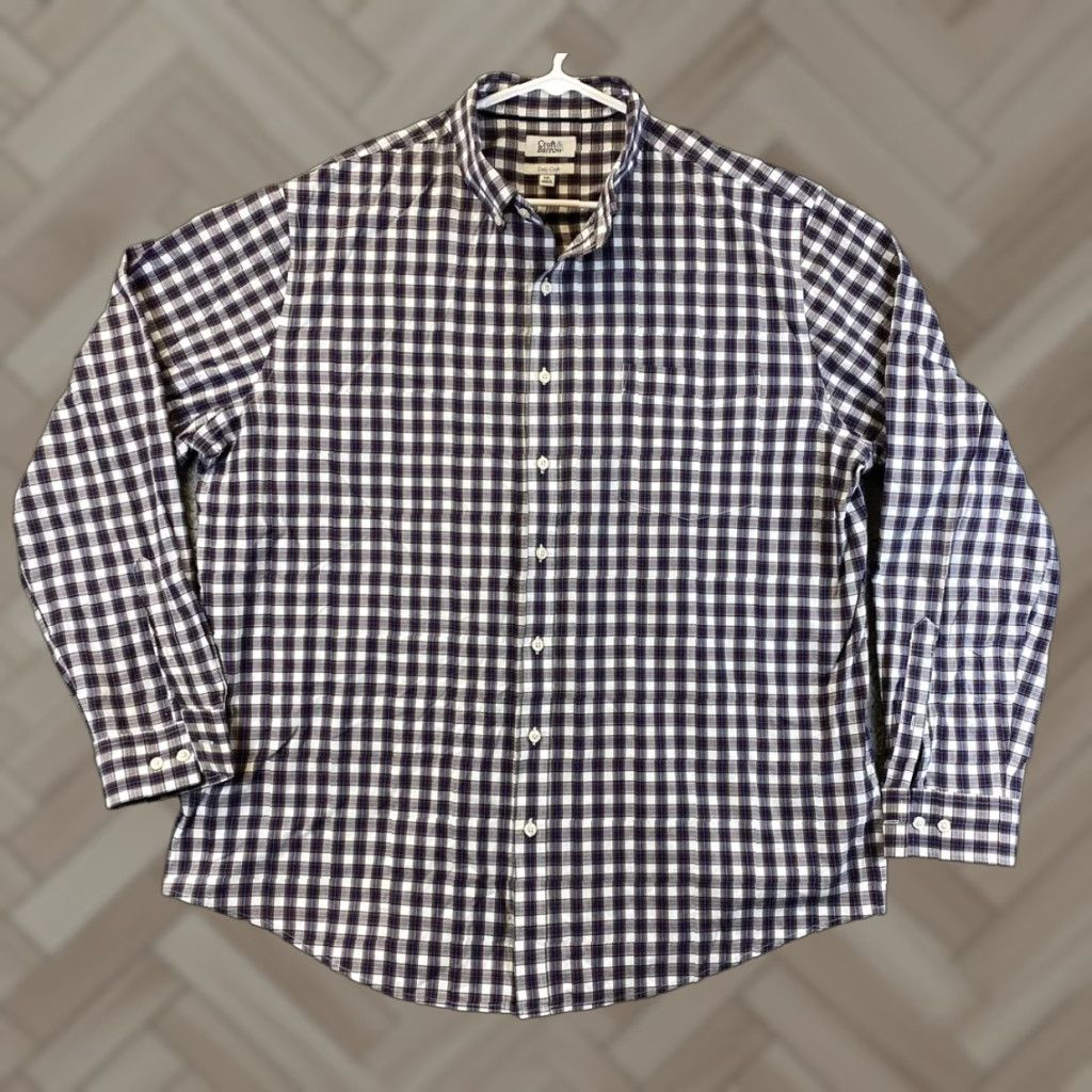 Croft & Barrow Croft & Barrow Dress Shirt Plaid 2XL Men Long Sleeve Button-Down Casual Formal Classic Twist Glen Plaid Blue 80-16 Mens Size US XXL / EU 58 / 5 - 1 Thumbnail