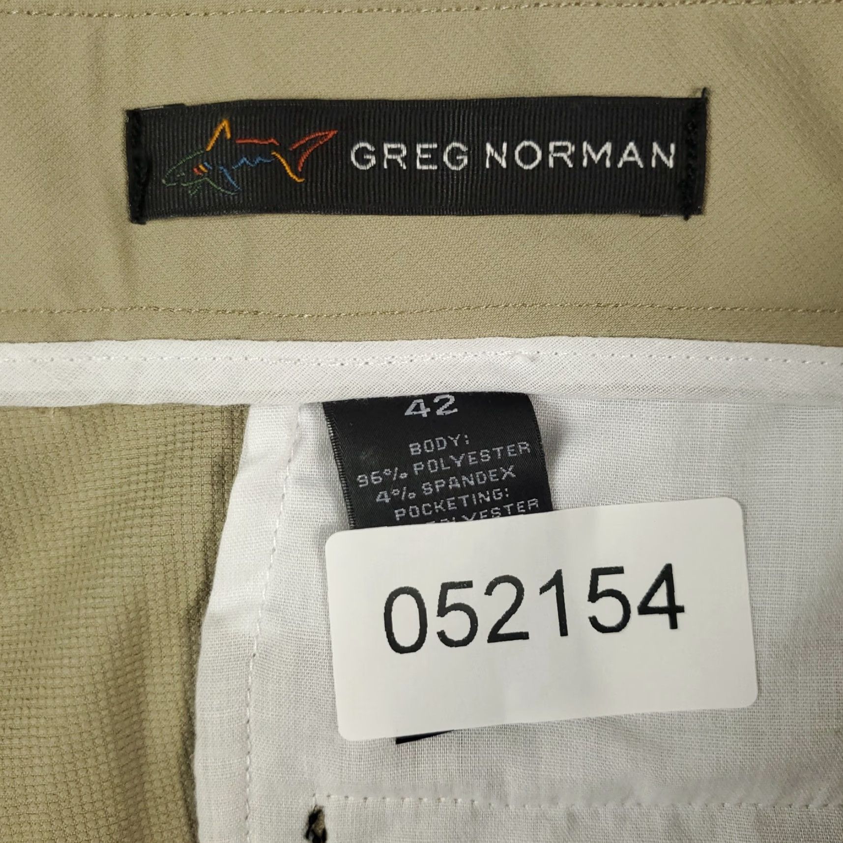 Vintage Greg Norman Mens Shorts 42 Beige Flat Front Chino Polyester Casual Business Travel Sports Beig e Size US 42 / EU 58 - 8 Thumbnail