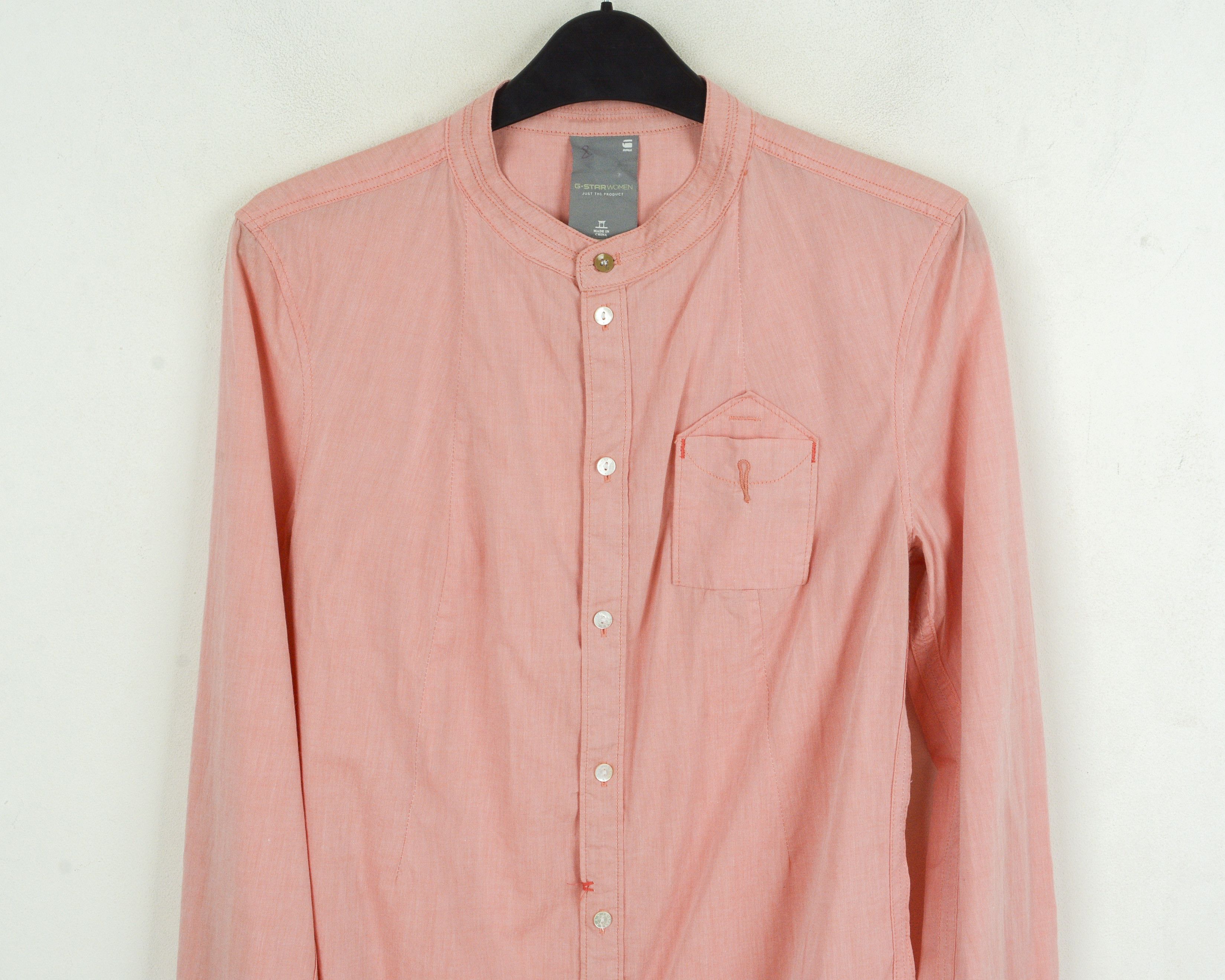 G-Star Straight Peach Shirt Mandarin Neck Women's M Long Sleeve Top Size M / US 6-8 / IT 42-44 - 2 Thumbnail