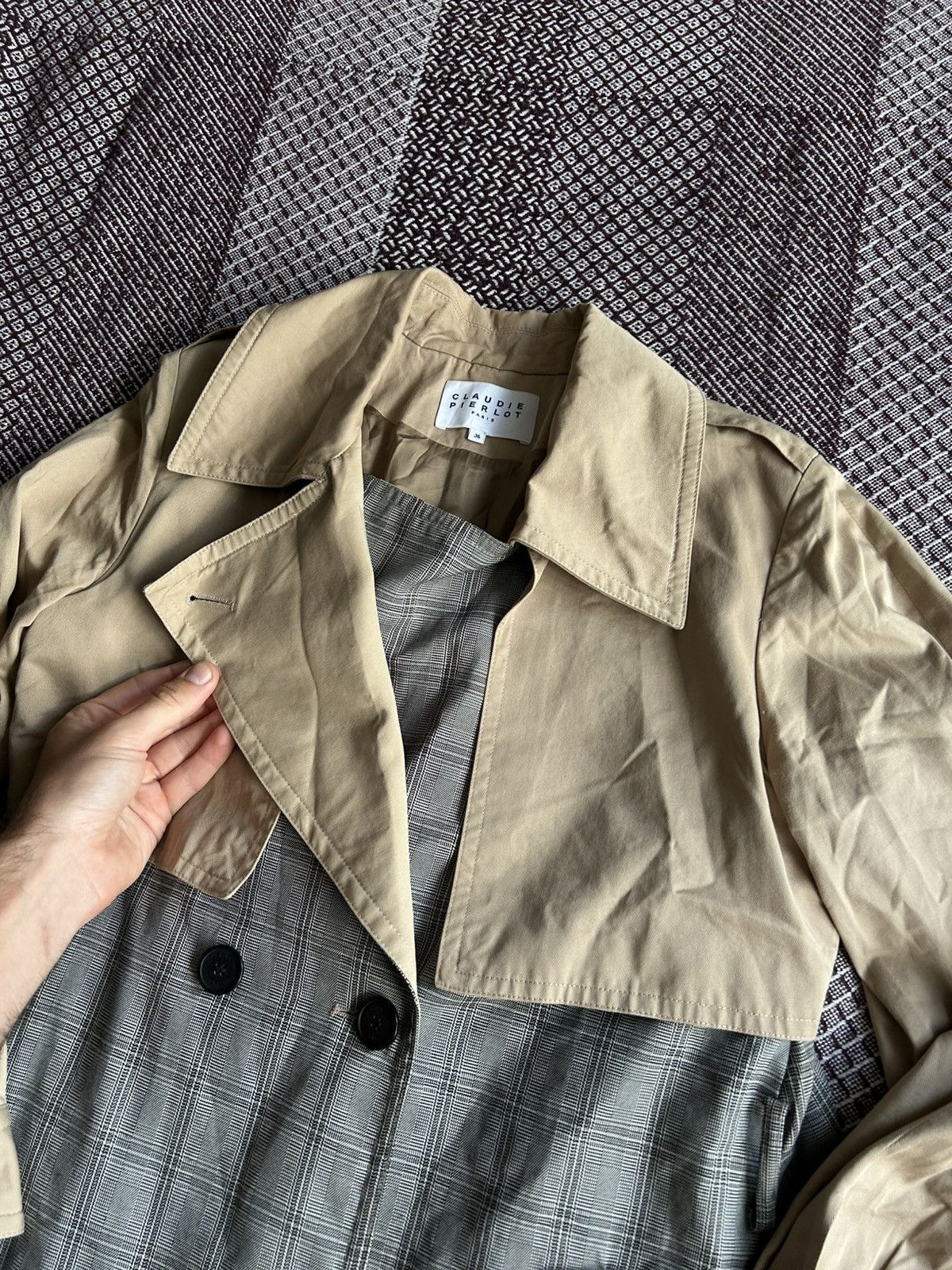 Vintage Claudie Pierlot Paris Trench Coat Luxury Style Avantgarde Size XS / US 0-2 / IT 36-38 - 9 Thumbnail