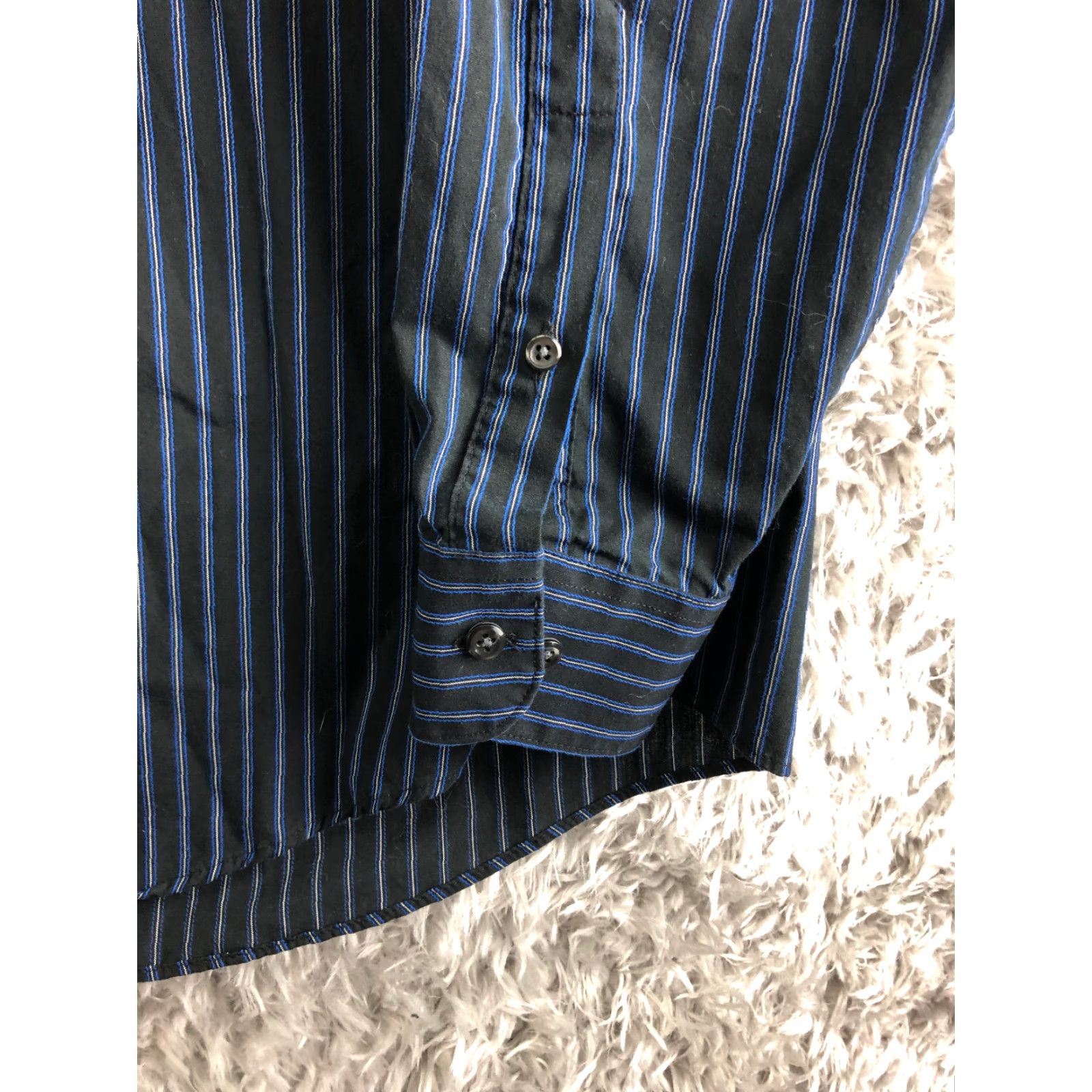 Arrow Arrow Shirt XL Blue Striped Mens Long Sleeve Spread Collar Wrinkle Free Button-Up Regular Fit Apparel Size US XL / EU 56 / 4 - 3 Thumbnail