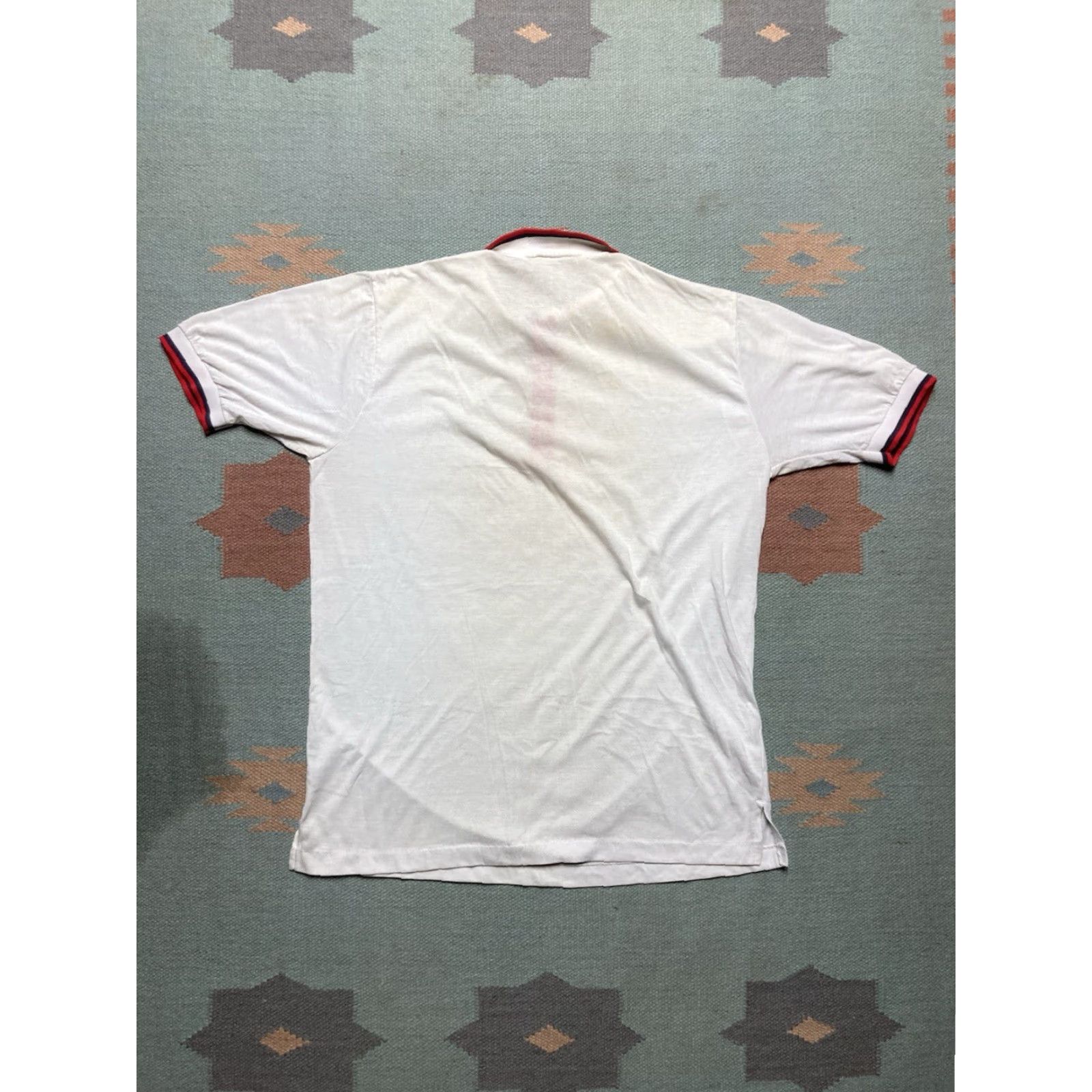 Vintage VINTAGE BRUT Polo Shirt Short Sleeve Striped Ringer White Large Adult Mens 1970s Size US L / EU 52-54 / 3 - 7 Thumbnail