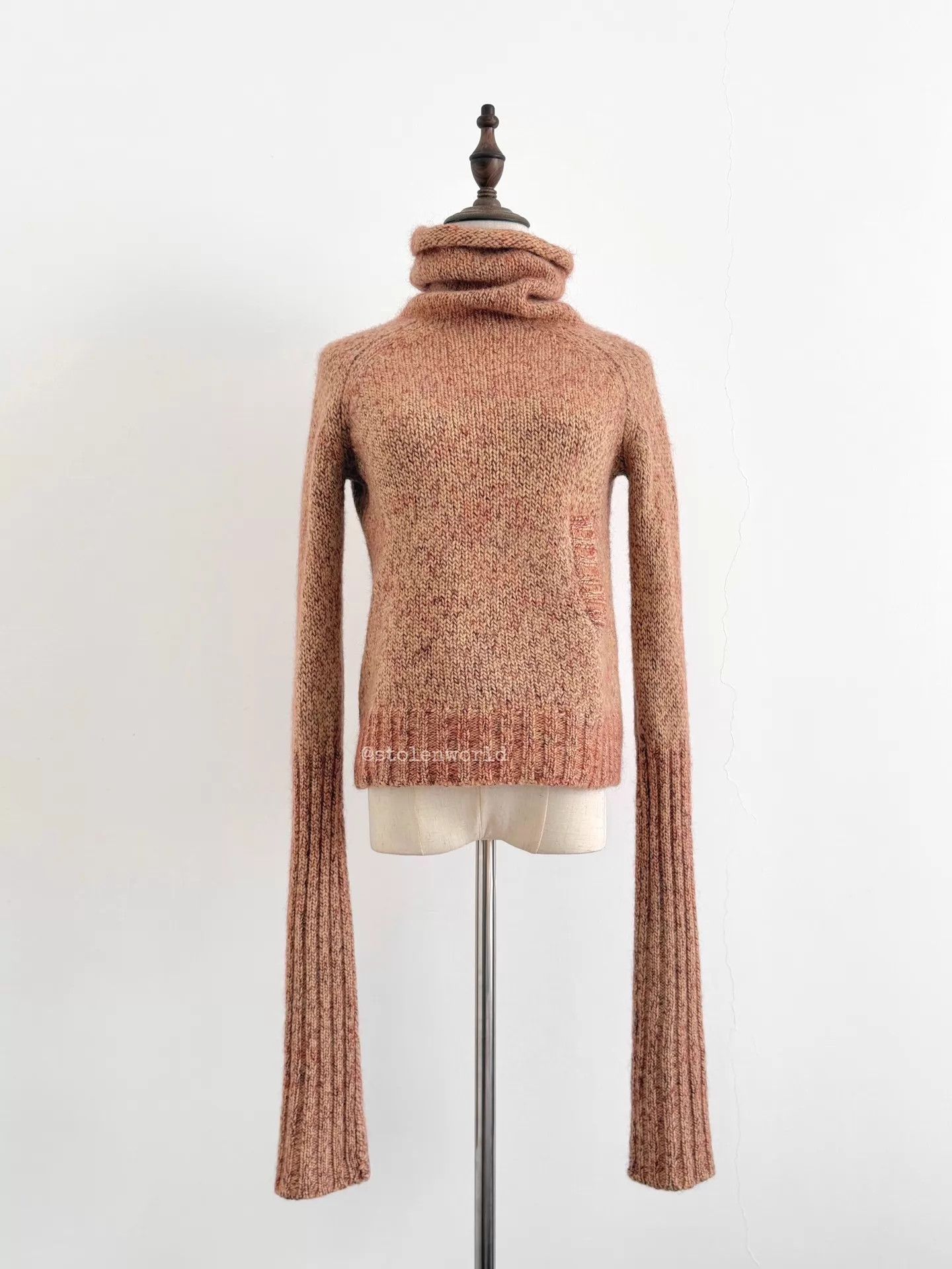 Y's Y's women's Cream & Pink Wool Mohair Cuffed Knit Top Size XS / US 0-2 / IT 36-38 - 1 Thumbnail