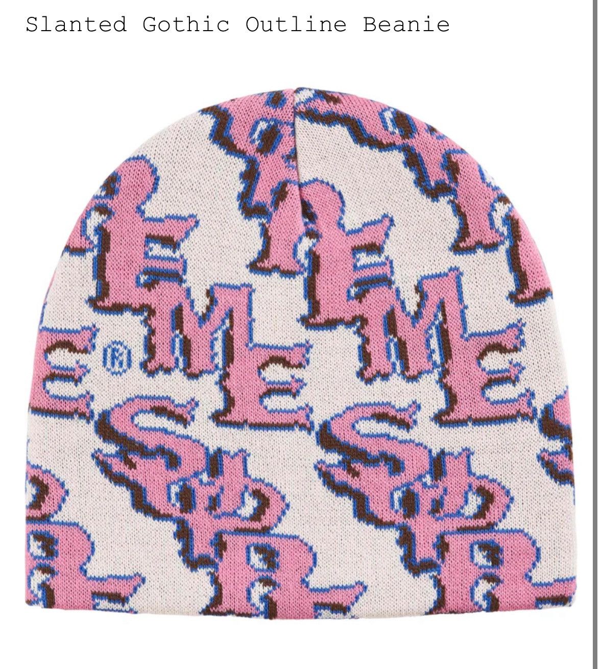 Supreme Supreme Slanted Gothic Outline Beanie Light Tan/Pink | Grailed
