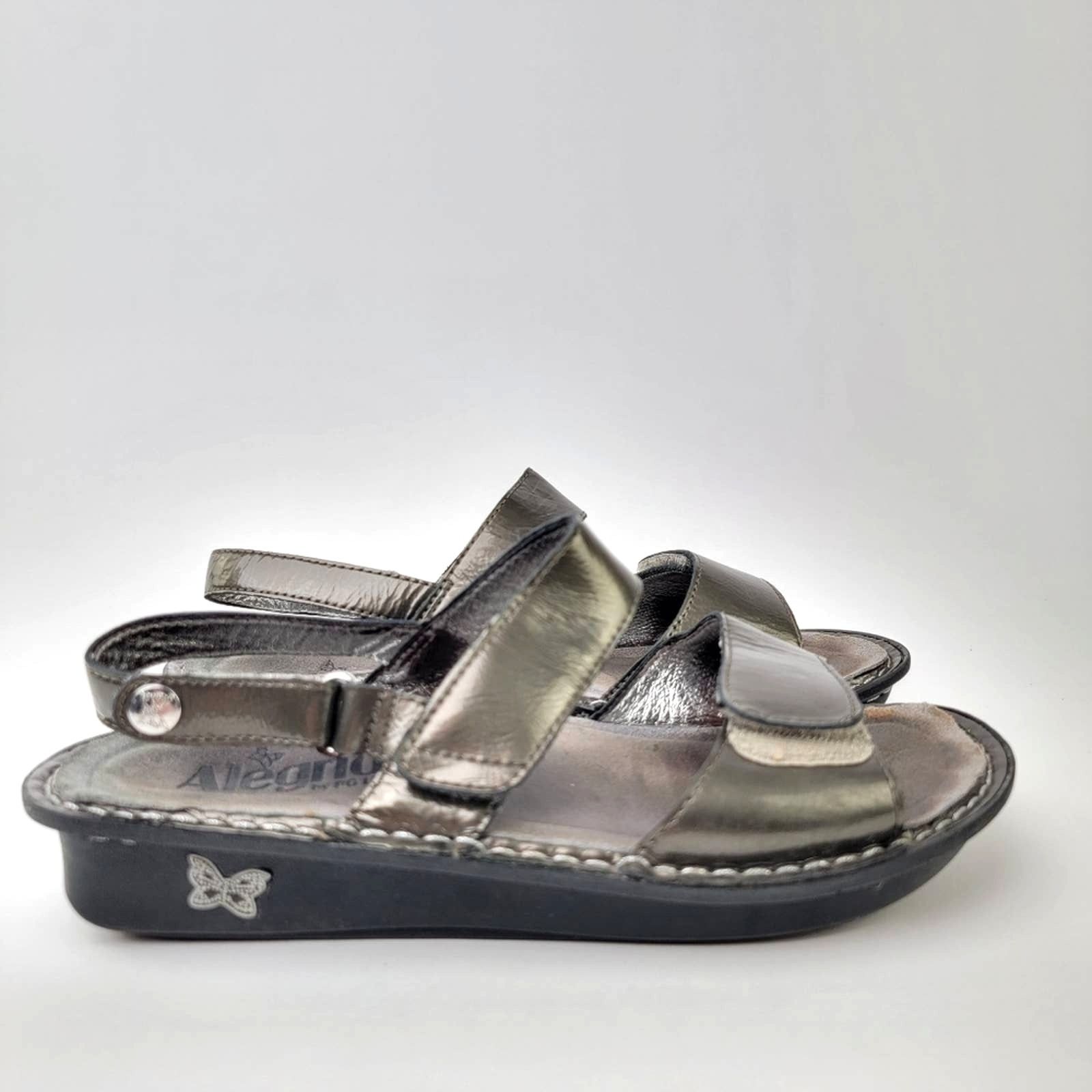 Designer Alegria Verona Chrome Leather Slip On Platform Sandals - 7 Size US 7 / IT 37 - 1 Thumbnail
