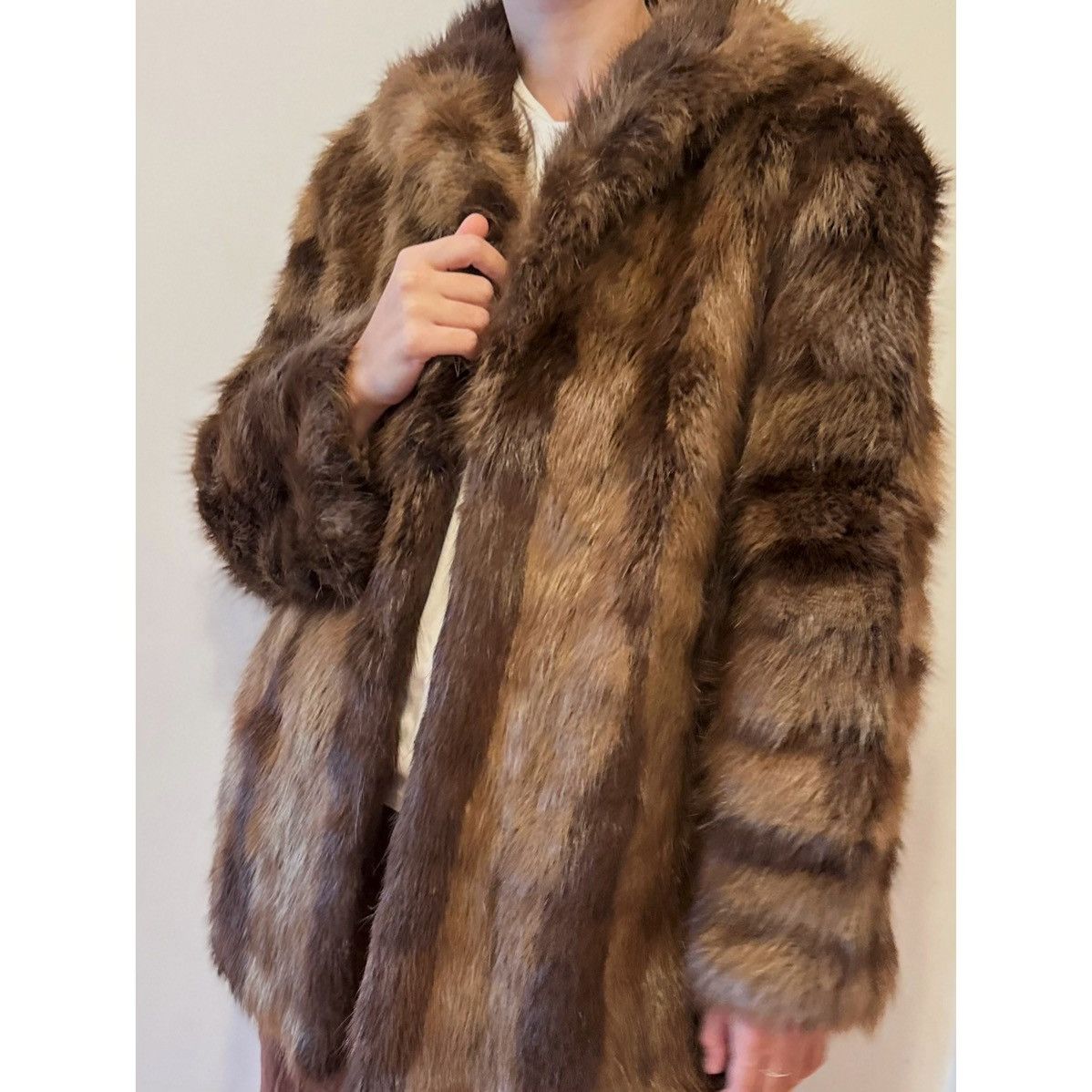 image of Mink Fur Coat Vintage Real Fur Short Coat Jacket Brown Tan Oversized S-M, Women's (Size Small)