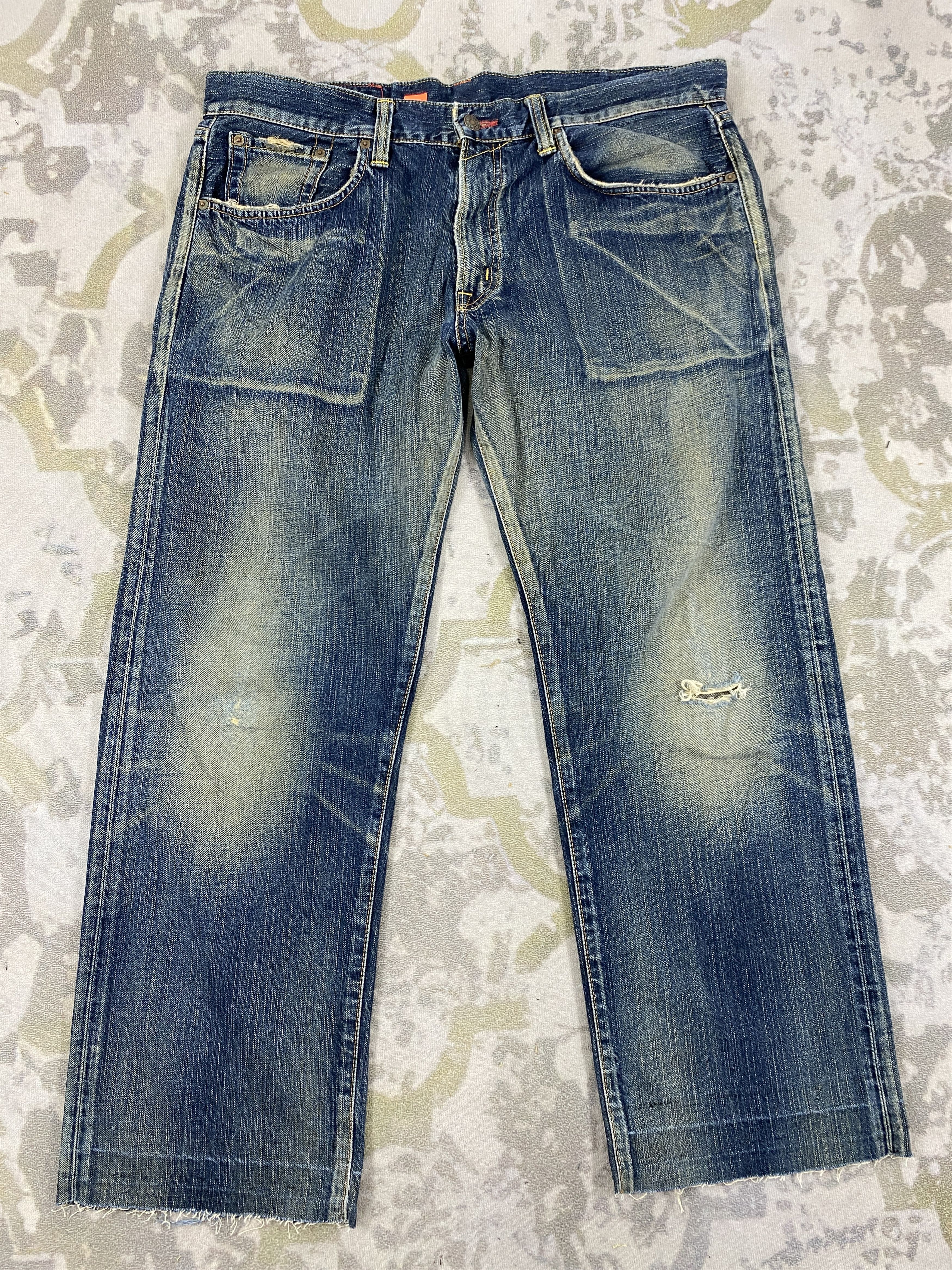 image of Hype Distressed Blue Vintage Edwin Jeans 38X29 Denim- Jn3753 in Blue Distressed, Men's