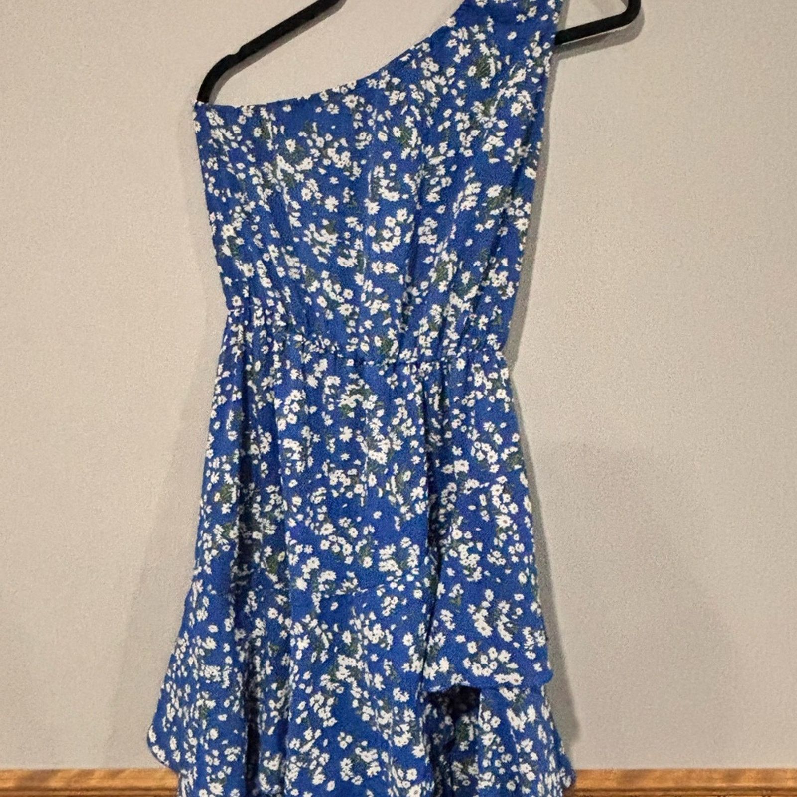 Other Royal Blue Floral One-Shoulder Ruffle Layered Dress Sz Small Size S / US 4 / IT 40 - 5 Thumbnail