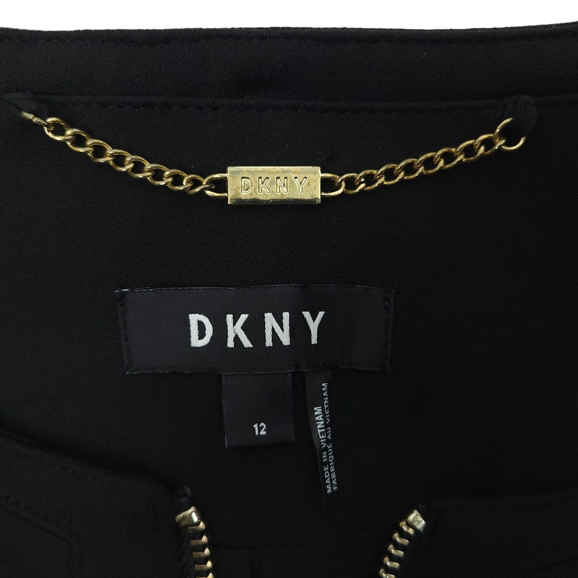 DKNY DKNY Collarless Peplum Hem Jacket Womens Size 12 Black Gold Size XL / US 12-14 / IT 48-50 - 11 Thumbnail