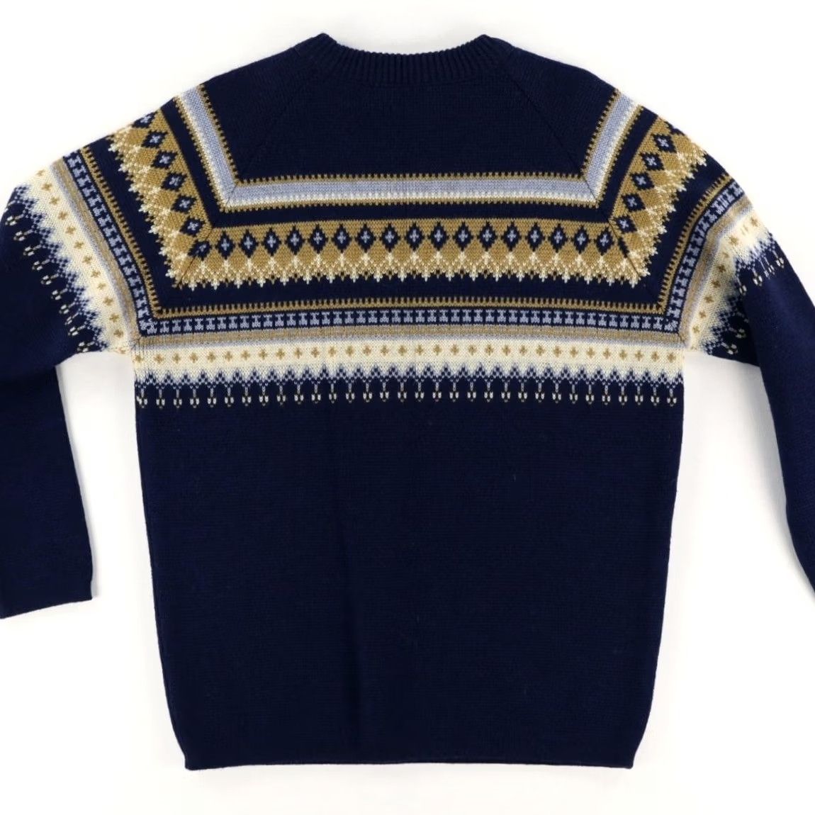 Vintage VTG Stewart's New Wool Fair Isle Navy Men's L Sweater Shirt Size US L / EU 52-54 / 3 - 4 Thumbnail