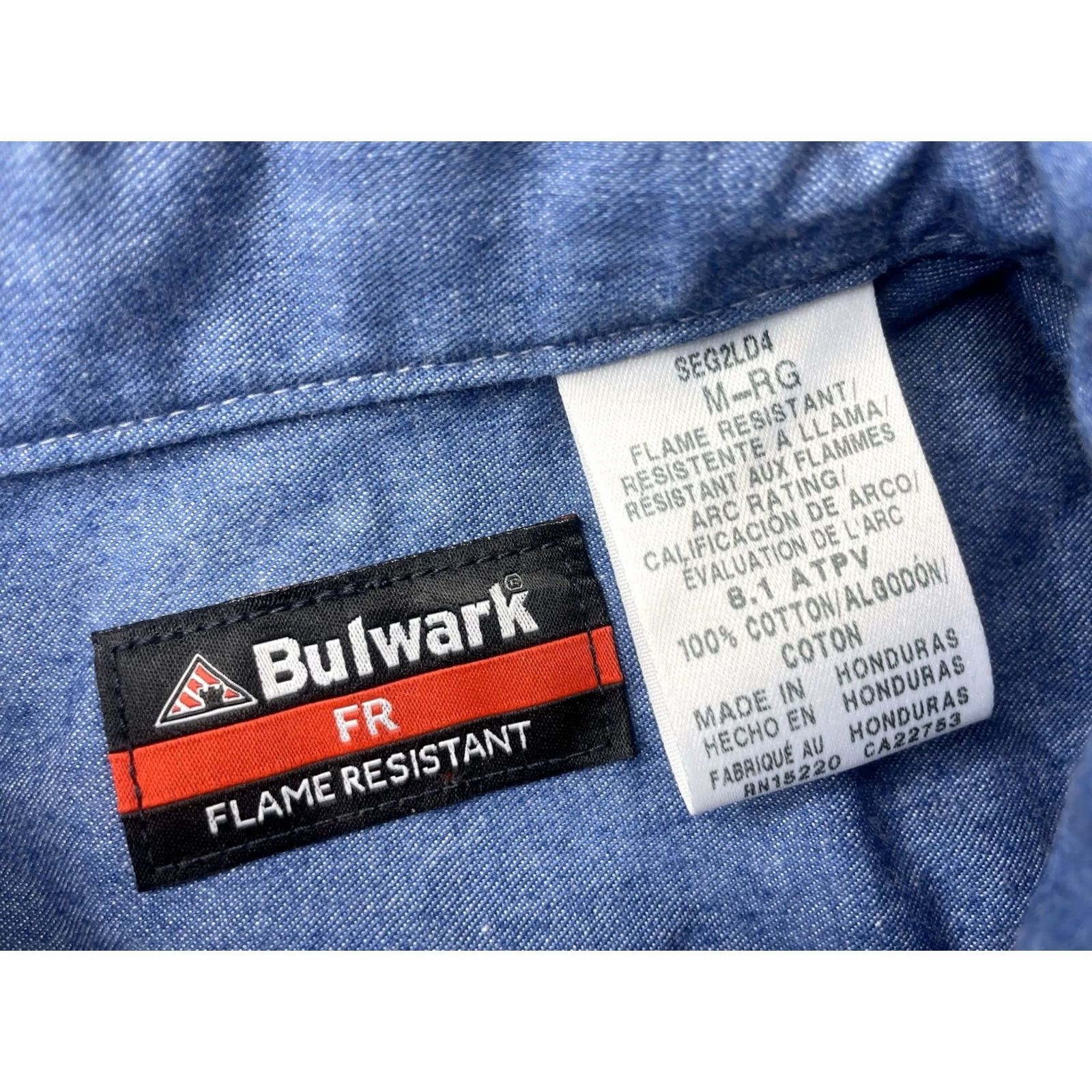 Denime Bulwark Shirt Denim Long Sleeve Button Down Flame Resistant Blue Mens M Size US M / EU 48-50 / 2 - 4 Thumbnail