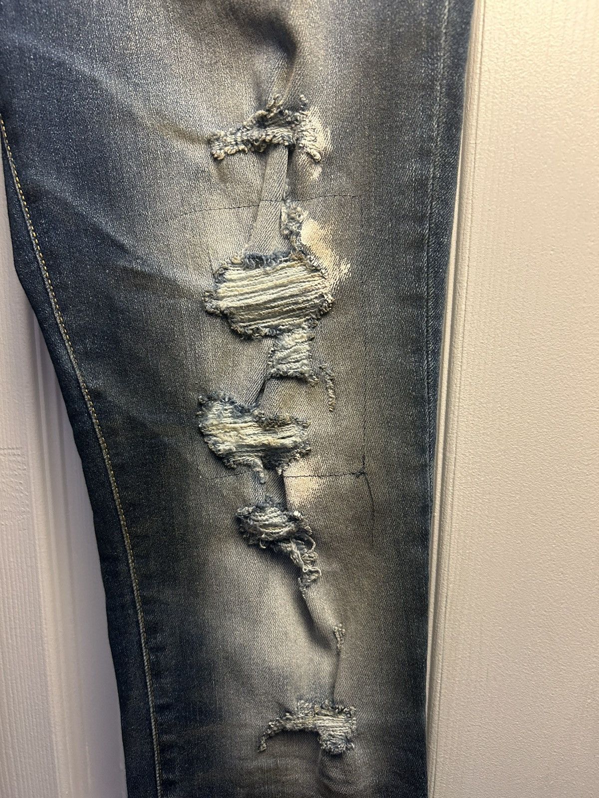Other “RH45” Blue distressed skinny jeans with snake skin accents Size US 32 / EU 48 - 9 Thumbnail