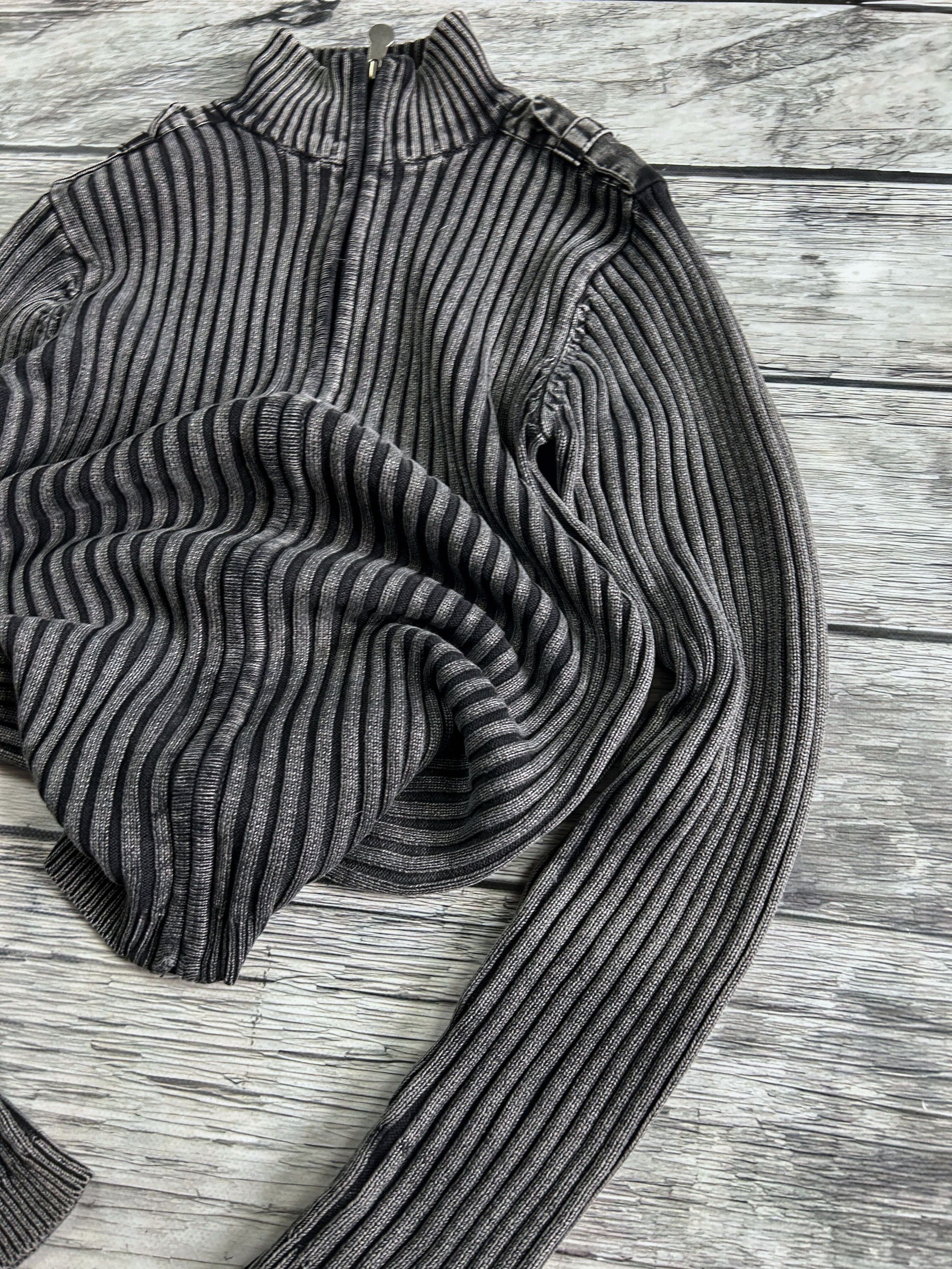 Vintage Grey Ribbed Zip Sweater Cropped Slim Fit Minimal Archive Size US M / EU 48-50 / 2 - 5 Thumbnail