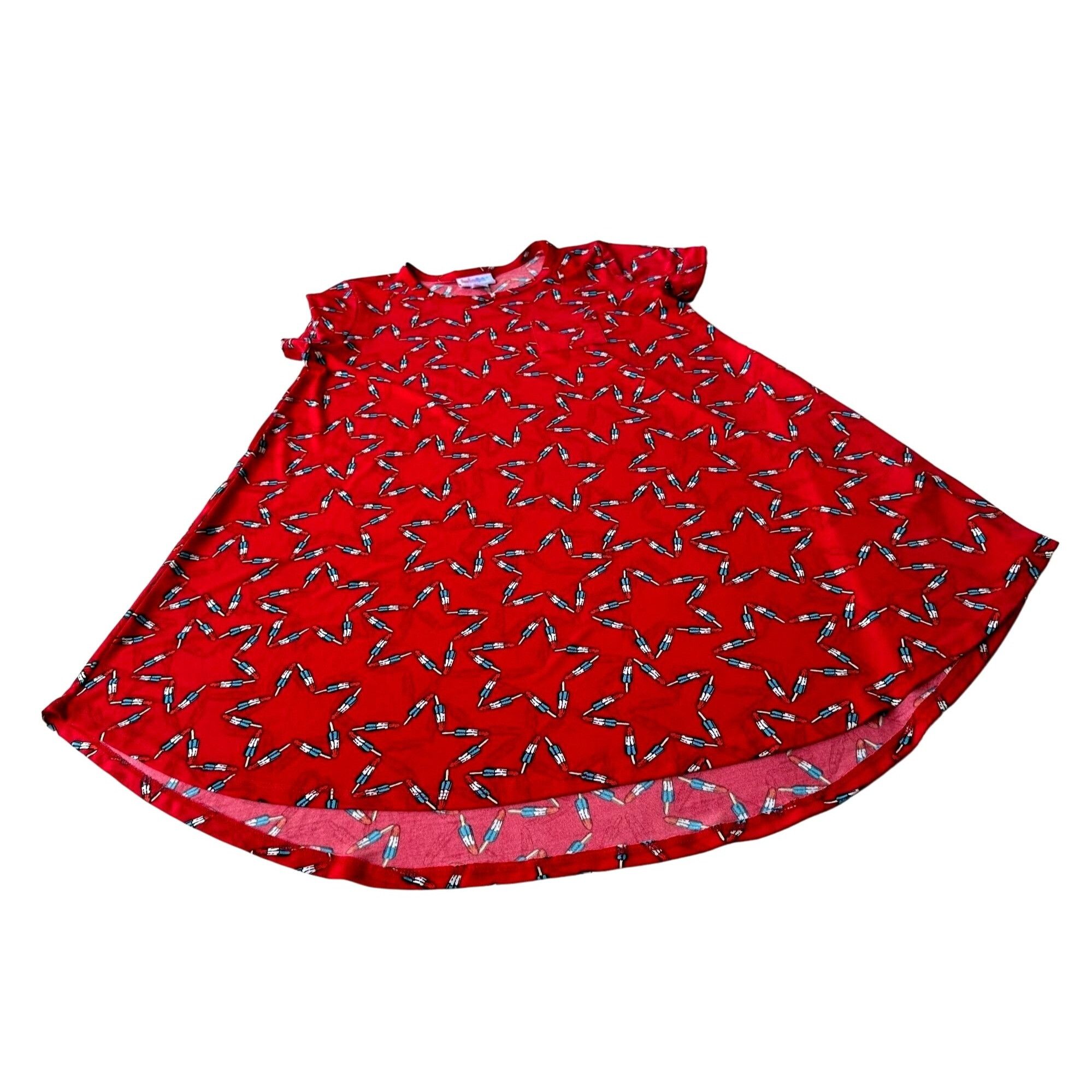 Other NWOT LulaRoe Irma Stars Popsicles Top 10 Red Hi Low Patr Size L / US 10 / IT 46 - 2 Thumbnail