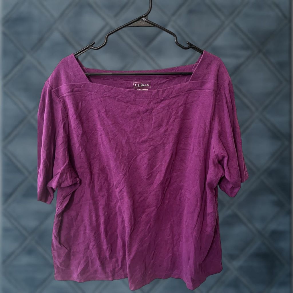 Vintage VINTAGE L.L. Bean Shirt Women's 3X Purple Square Neck Short Sleeve Adult Plus Size T-Shirt 100% Cotton Womens Size XXL / US 16-18 / IT 52-54 - 1 Thumbnail