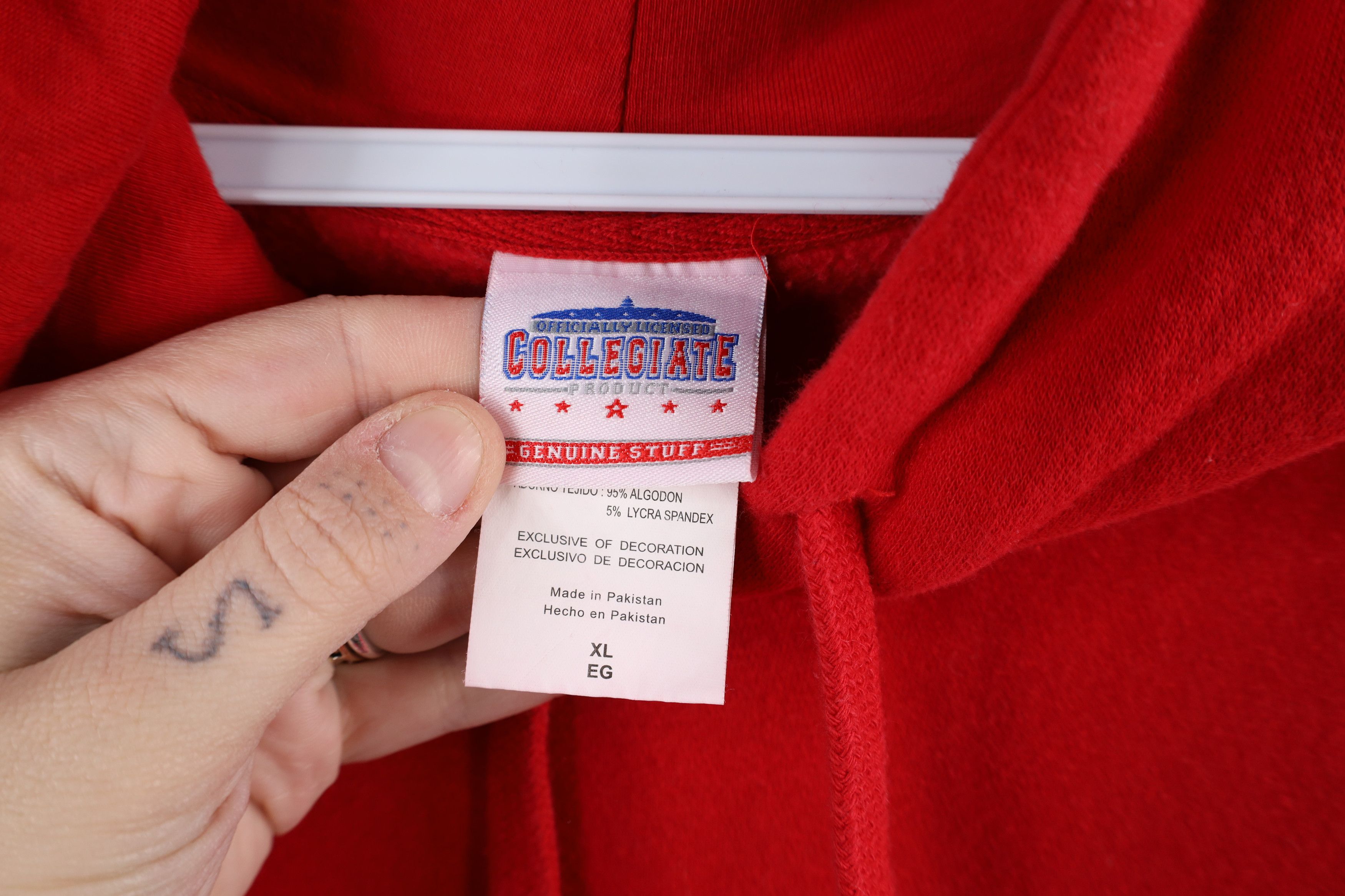 Vintage Vintage 90s Fit Ohio State University Hoodie Sweatshirt Red Size US XL / EU 56 / 4 - 7 Thumbnail