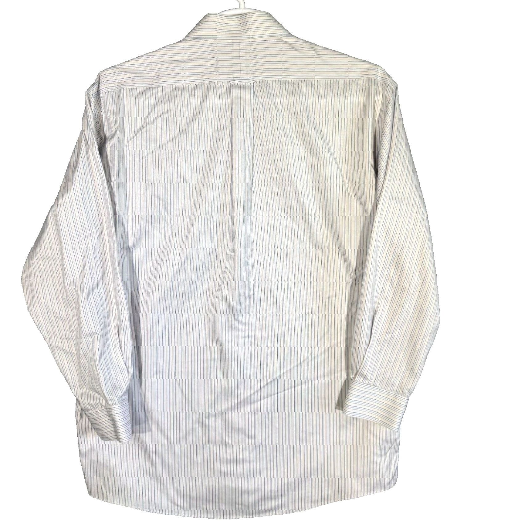 Roundtree & Yorke Gold Label Dress Shirt Mens 16/34 White Blue Striped 100% Cotton Formal Shirt Size 42R - 2 Thumbnail