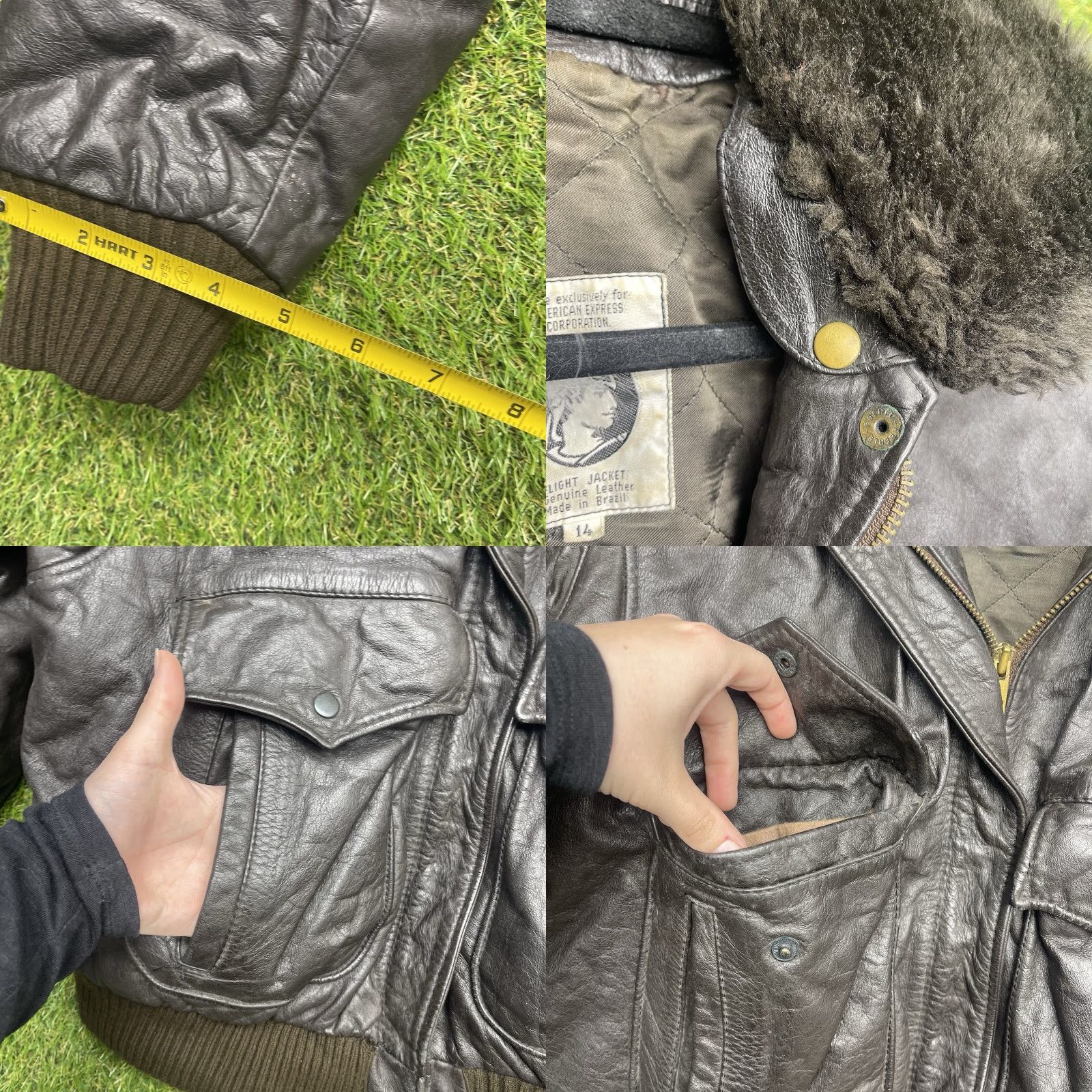 Vintage VINTAGE American Express Leather Flight Jacket Womens 14 A-2 Bomber Black Fur Size XL / US 12-14 / IT 48-50 - 8 Thumbnail