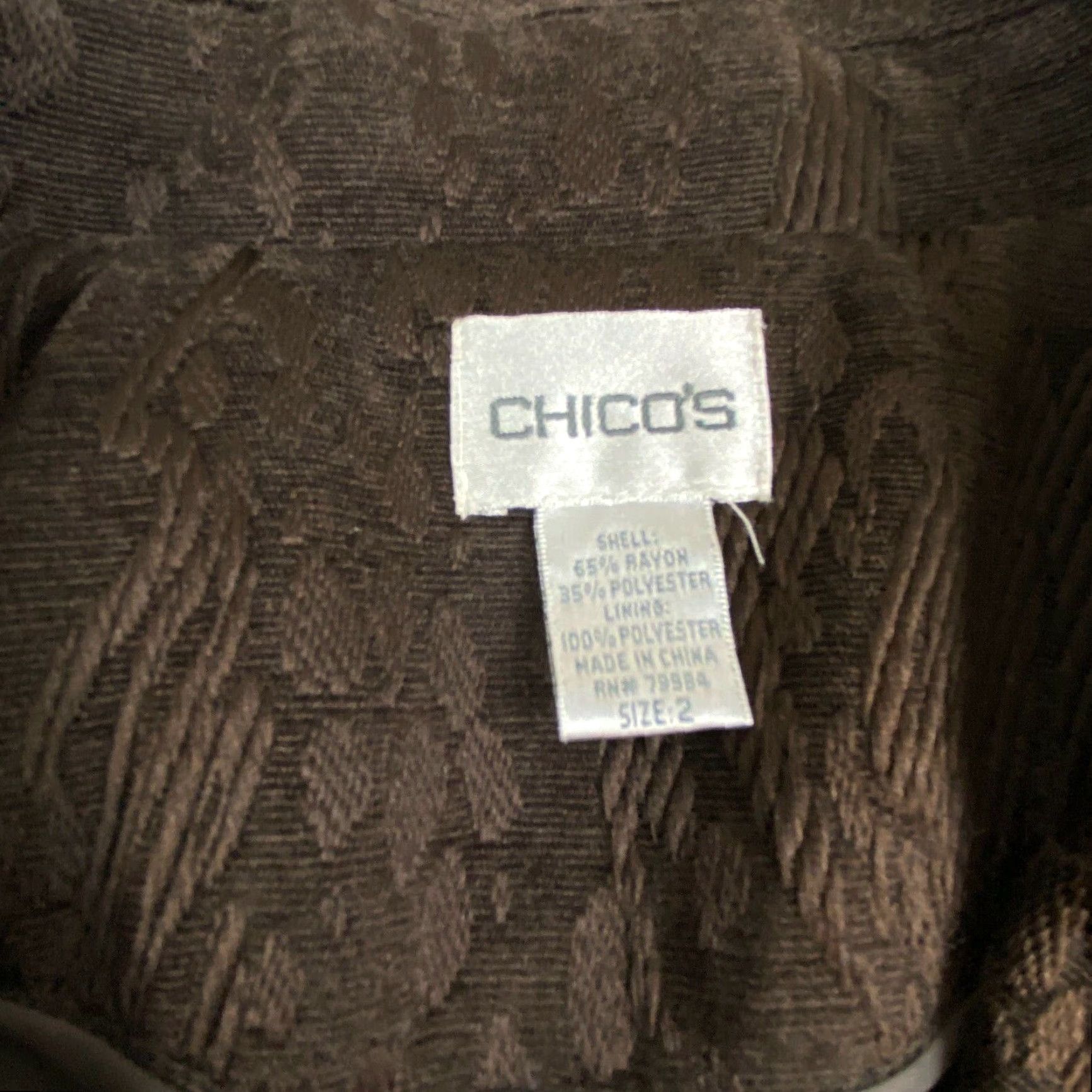 Vintage Chicos Women's Brown Textured Blazer Jacket Size 12 Size XL / US 12-14 / IT 48-50 - 3 Thumbnail