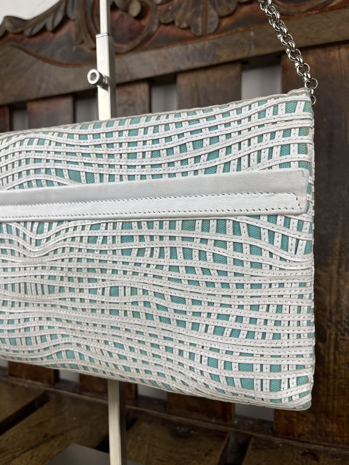 Designer × Tiffany & Co. Tiffany & Co Latice On Linen Flip Lock Shoulder / Clutch Bag Size ONE SIZE - 21 Thumbnail