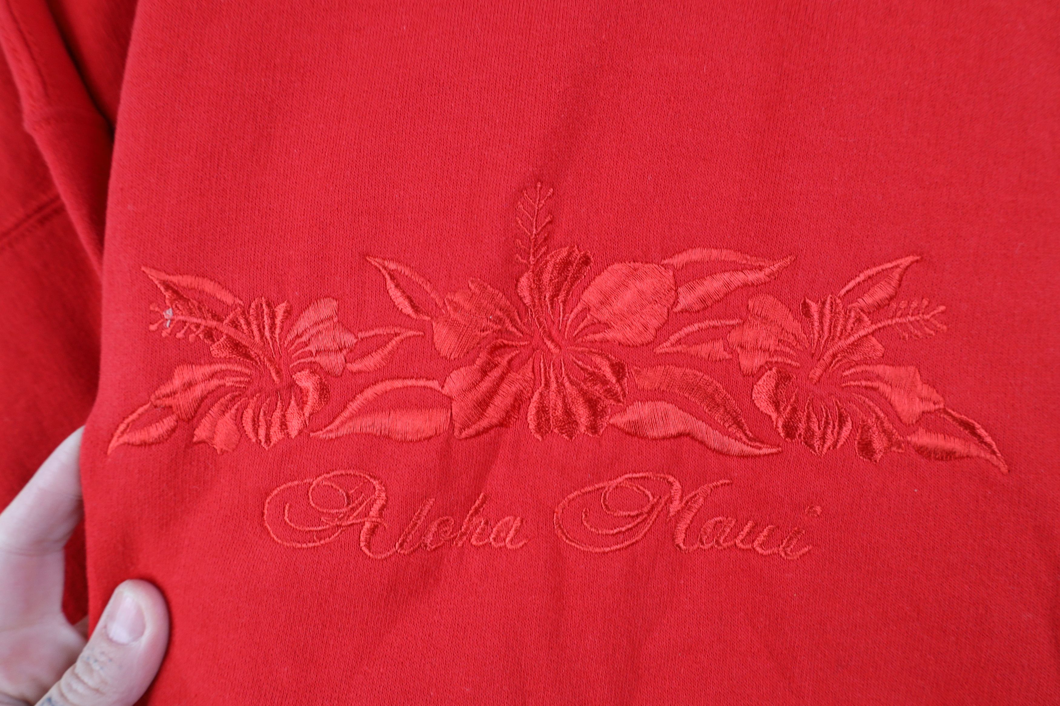 Vintage Vintage 90s Streetwear Maui Hawaii Flower Sweatshirt Red Size L / US 10 / IT 46 - 4 Thumbnail