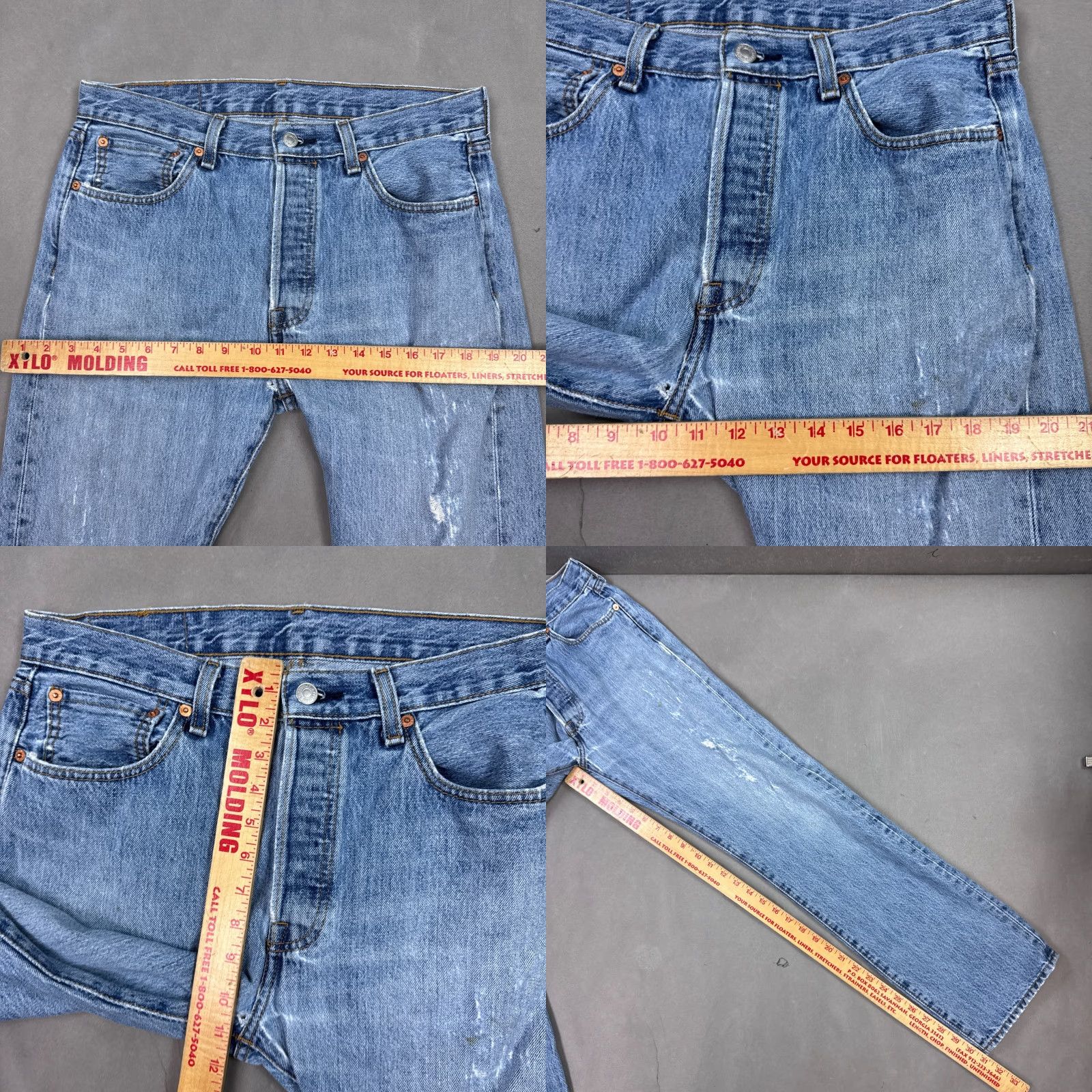 Levi's Levi's 501 Jeans Mens 33x32 Blue Button Fly Distressed Thrashed Vintage? No Jeans Size US 33 - 10 Thumbnail