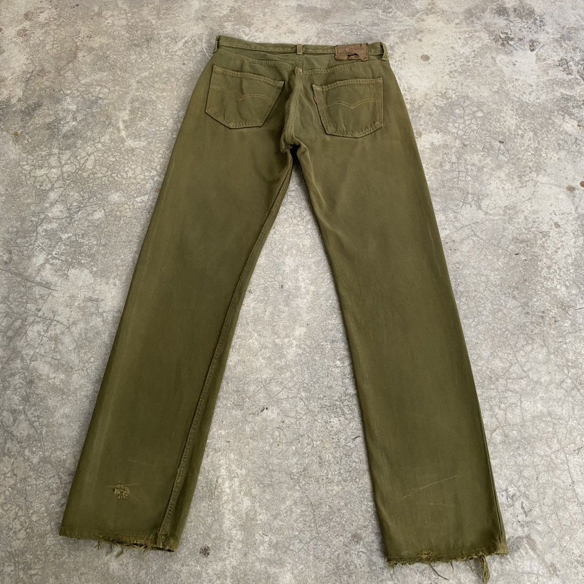Levi's Vintage Levis 501 Faded Green Overdyed Distressed Jeans Size US 31 - 9 Thumbnail
