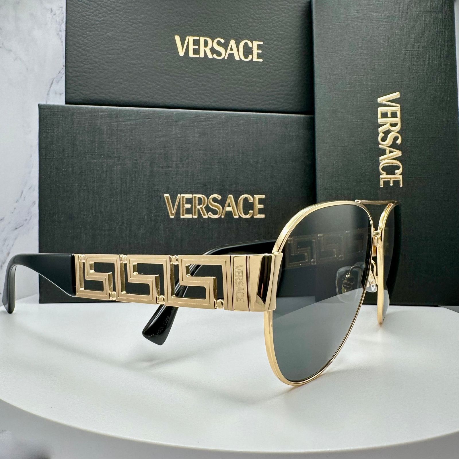Versace New VERSACE Sunglasses Gold Aviator Pilot Metal Greca Logo Size ONE SIZE - 5 Thumbnail