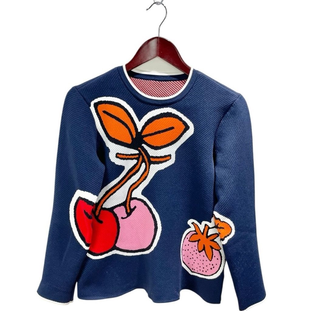 Victoria Beckham Victoria Beckham Cherry Print Nylon Sweater in Navy US 6 Size M / US 6-8 / IT 42-44 - 4 Thumbnail