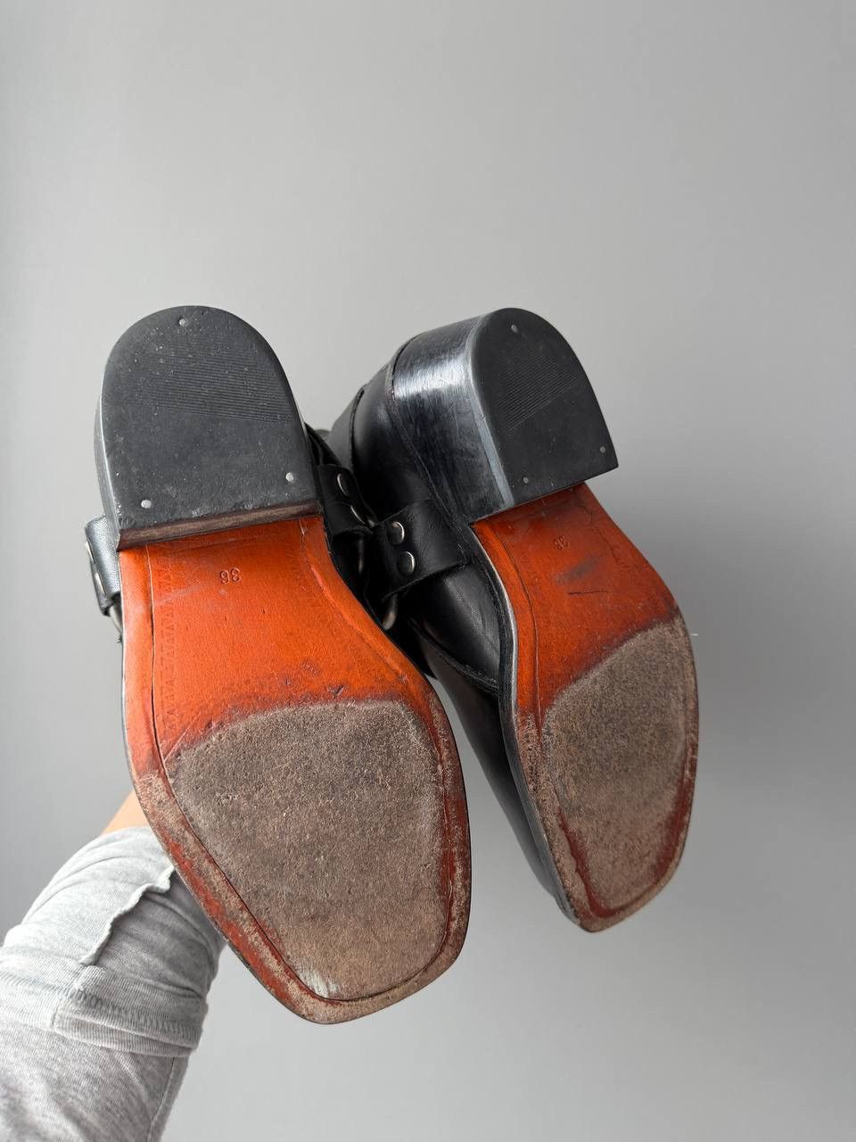 Vintage Vintage Square Toe Biker Leather Boots Size US 6 / IT 36 - 9 Thumbnail