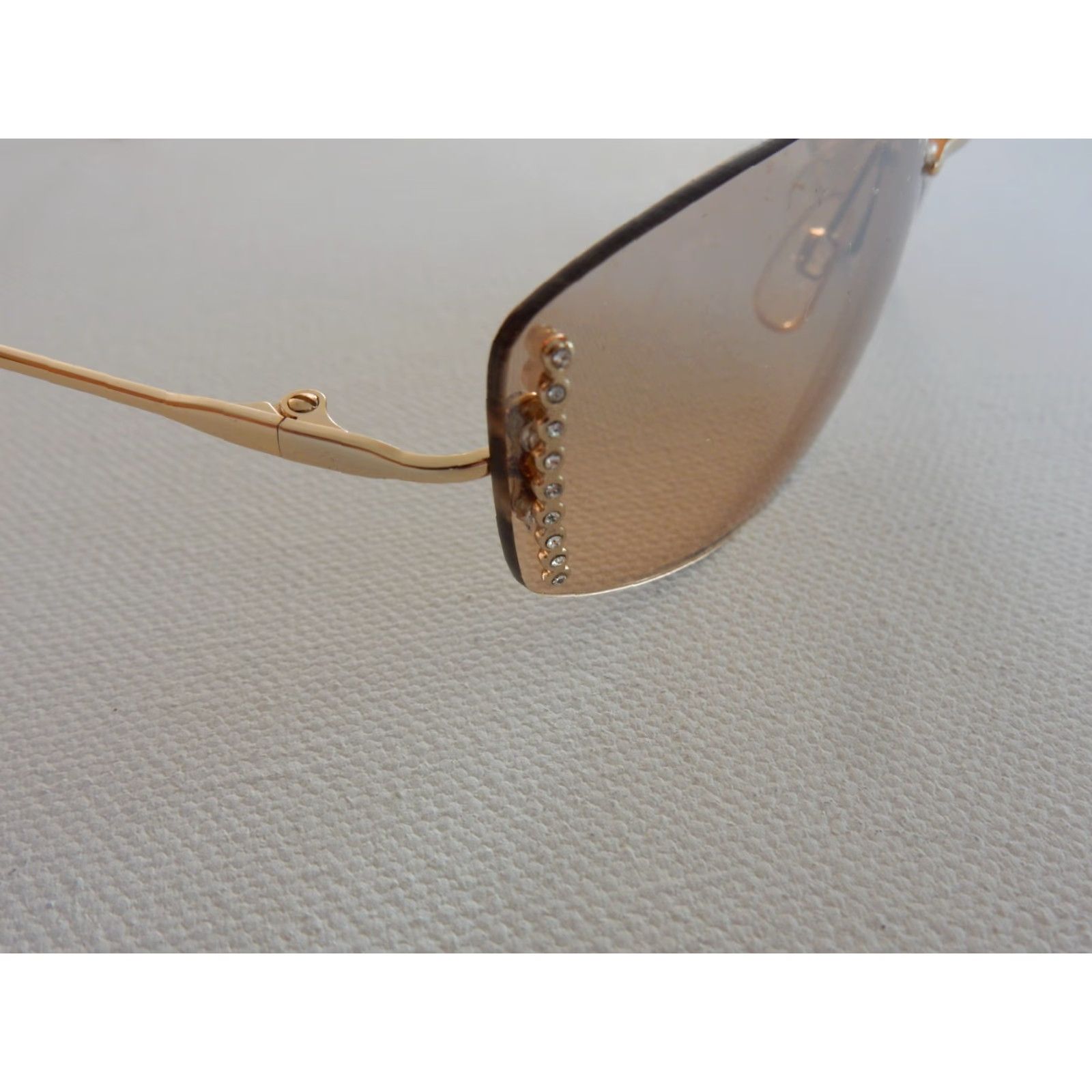 Liz Claiborne VINTAGE Liz Claiborne Sunglasses Women Rimless Gold Small Crystals Size ONE SIZE - 3 Thumbnail
