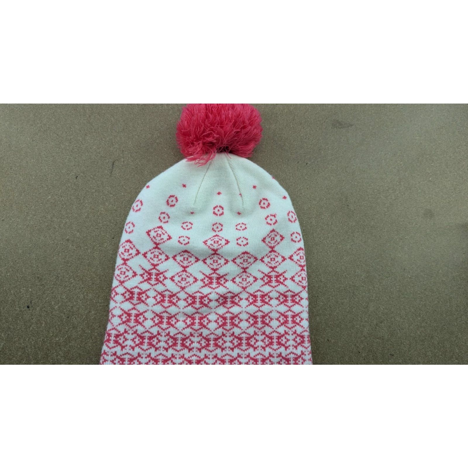 Helly Hansen Helly Hansen Womens Beanie Hat One Size Pom Pom Ladies Pink Knit Geometric Winter Cap Womens Size ONE SIZE - 2 Thumbnail