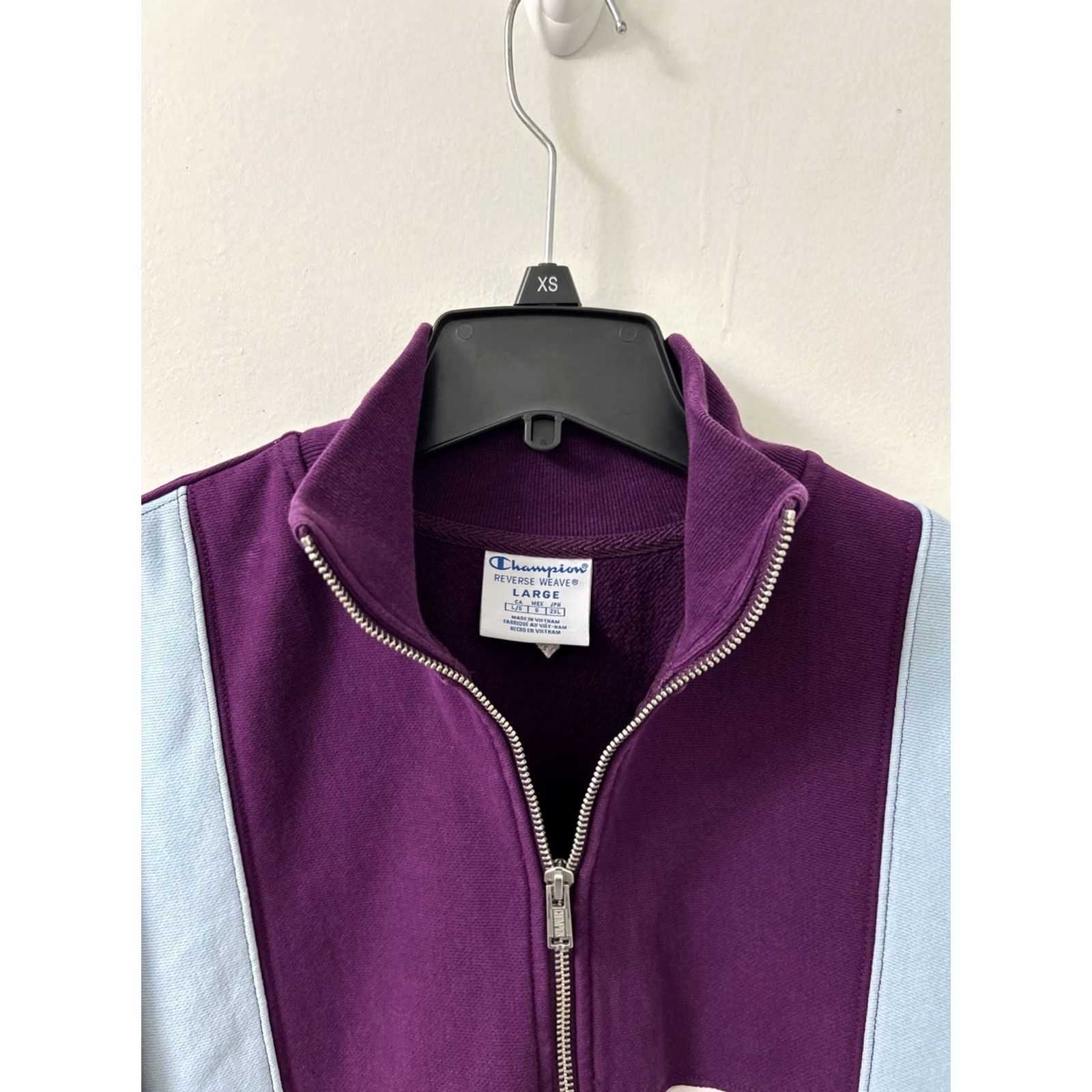 Champion Champion Reverse Weave 1/4 Zip Mens Large Purple Sweater Sweatshirt L/S Pullover Knit Crewneck Collar Zip Closure Regular Cotton Blend Size US L / EU 52-54 / 3 - 7 Thumbnail