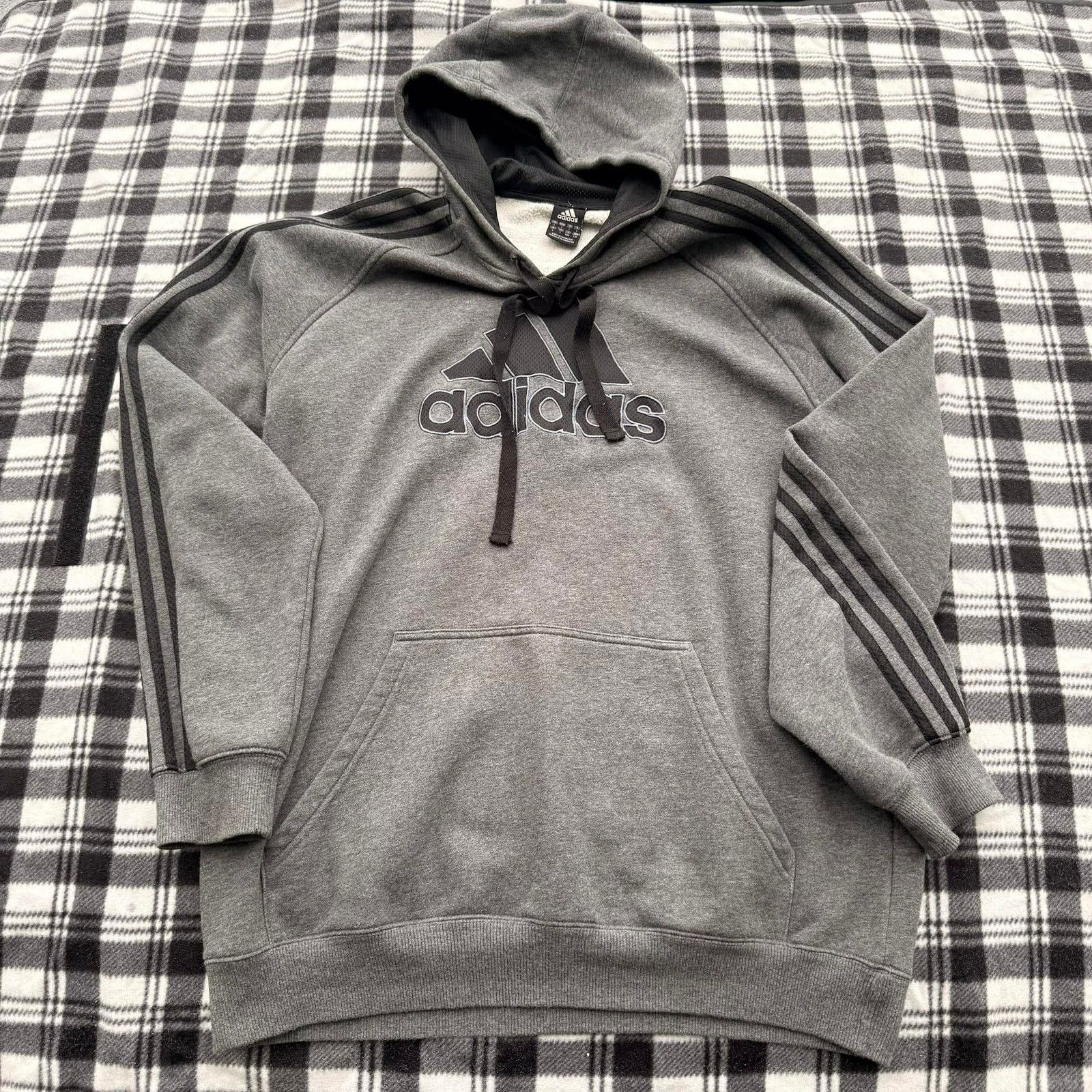 Adidas Adidas 3-Stripe Logo Pullover Hoodie Heather Gray L Size US L / EU 52-54 / 3 - 2 Thumbnail
